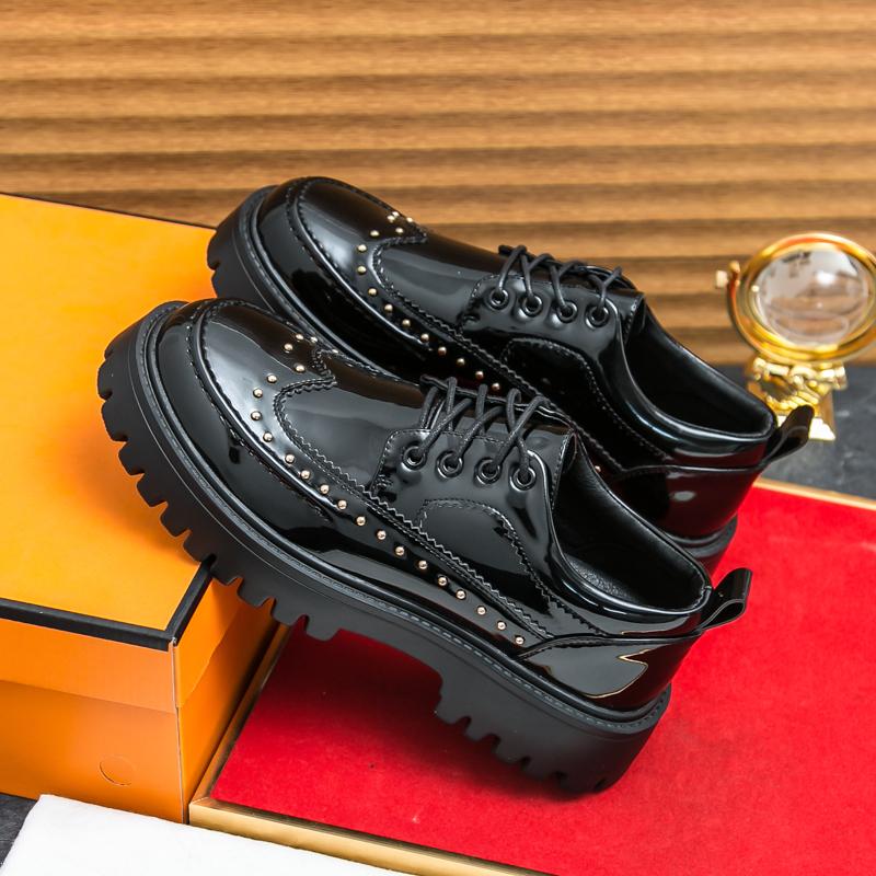 Ubetif Men's Fashionable Lace Up Platform Shoes, 2025 NewStyle Casual Business Comfortable Shoes for Work &Daily Wear, Male All-match Shoes for Daily Wear Black Footwear Athletic Boy