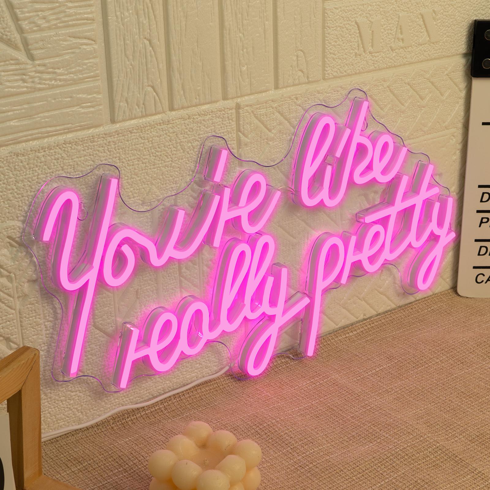 You're Like Really Pretty Neon Sign, 1 Count USB Powered Creative LED Neon Light with Switch, Decorative Neon Sign For Home Party Wedding, LED Mood Light, Indoor Decorative Light