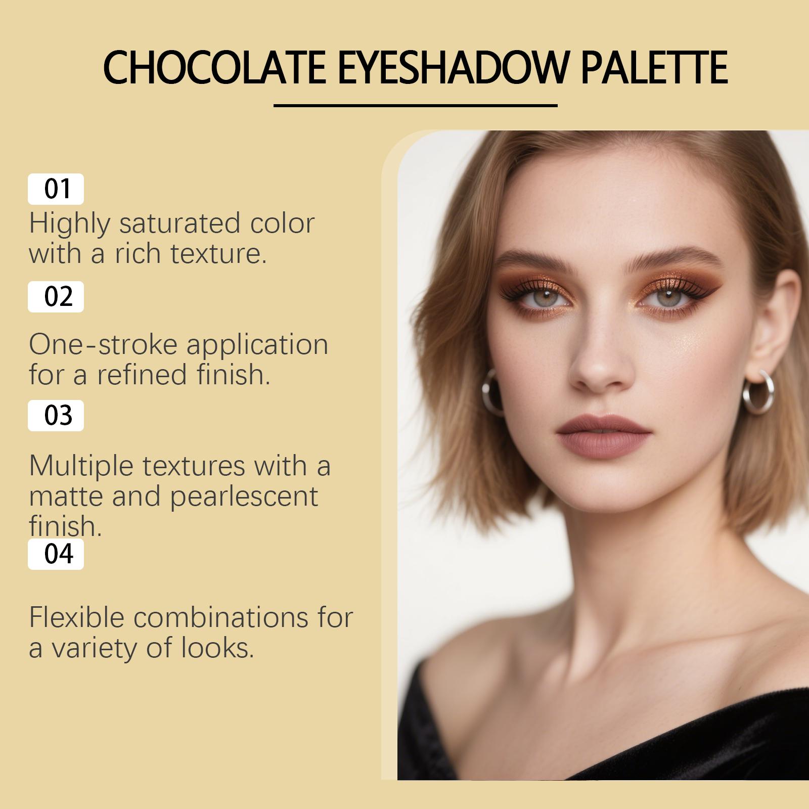 Zephoco Multifunctional All-In-1 Chocolate Cosmetic Eyeshadow Palette - 54g Mineral Oil-Free Cream & Powder, Earth Tones, Cool Shades, Highlighter, High Pigment, Multi-Textures, Easy-Blend Gradient, Metallic Matte Shimmer Eyeshadow for Daily Makeup, Multi