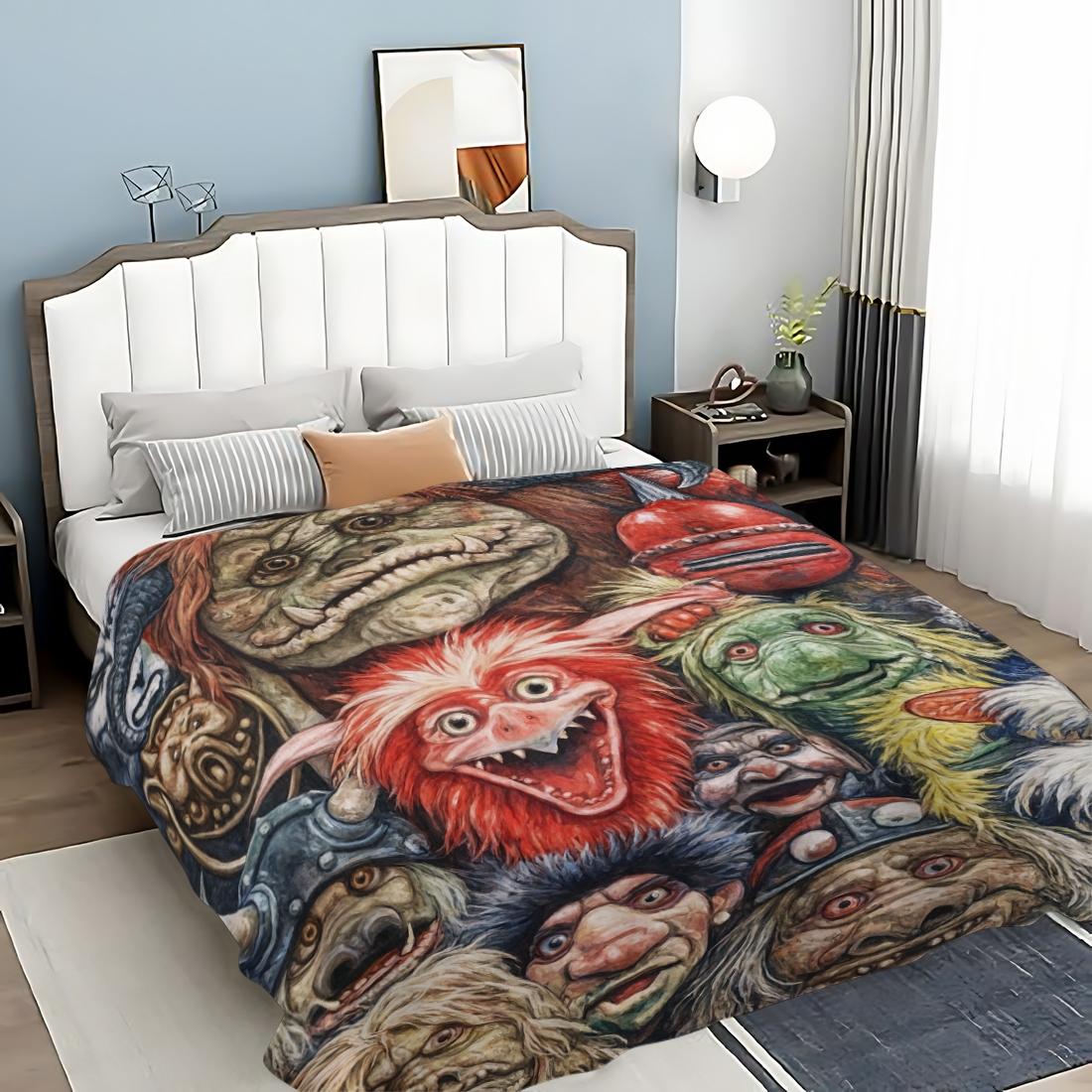 Labyrinth Movie Pattern Blanket, Soft Knitted Fabric Multi-Size Warm Blanket, Home Decor, Comfortable Fashion Design, All Seasons Use, Cozy Throw Blanket