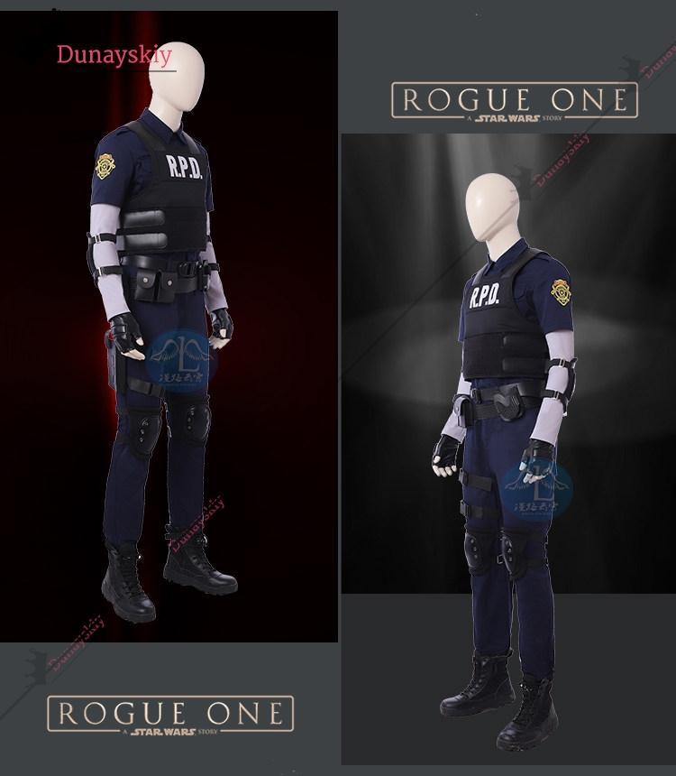aBc01Cosplay RE2 Leon Costume Games Halloween Costumes Leon Scott Kennedy Costume Vest Coat Tops Pant Adults Disguise Outfit
