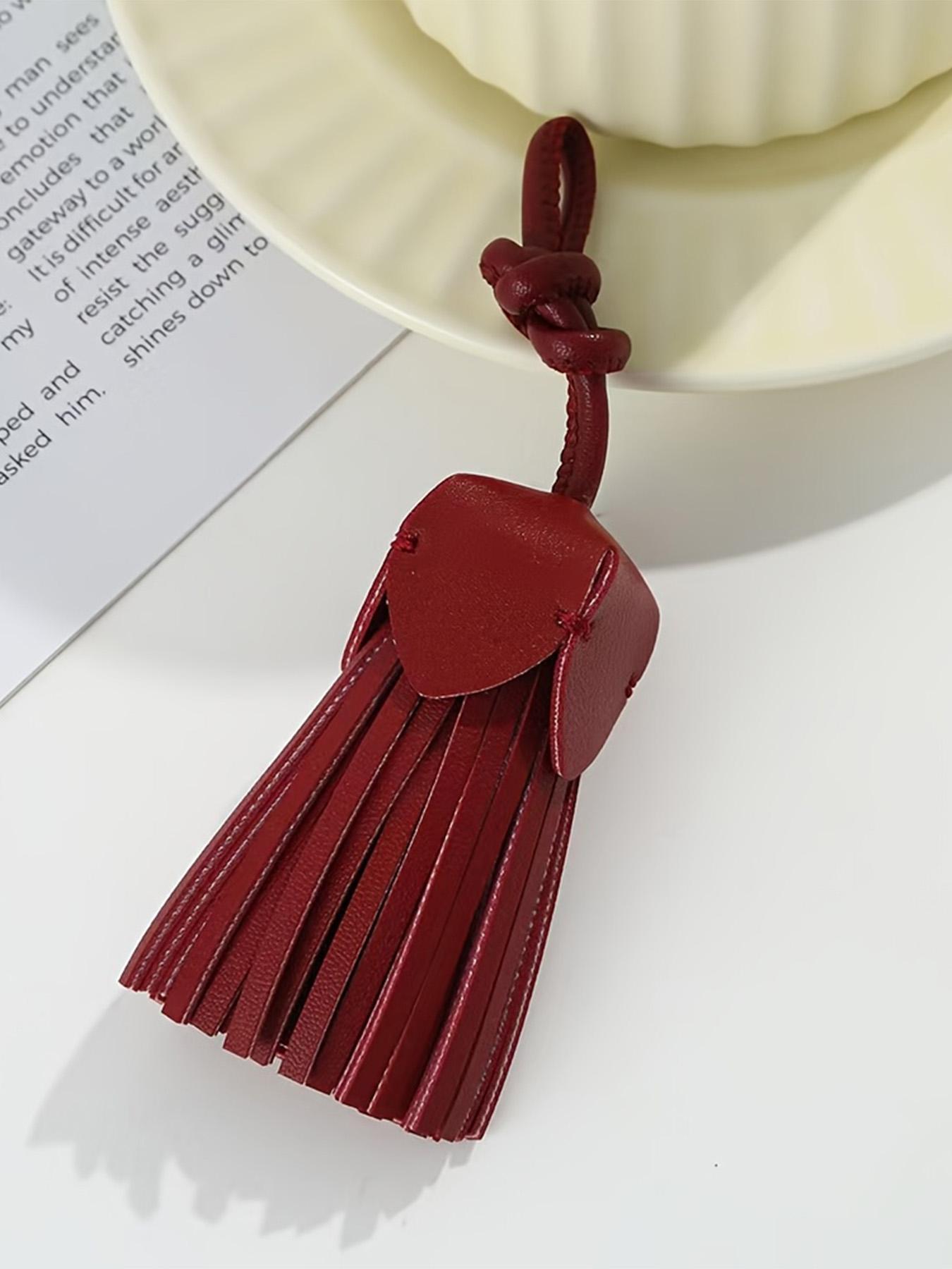 Simple Fashion PU Leather Tassel Bag Charm, Keychain Accessory for All Seasons, Casual Plain Design, Perfect Holiday Gift