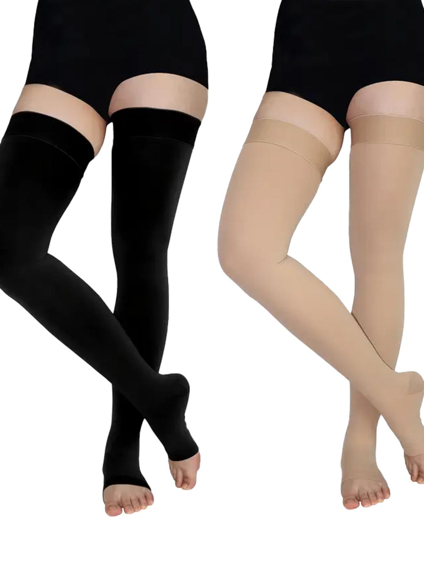 2 Pairs Knee Thigh High Compression Stockings Over the Knee for Women Men Long Socks 15 - 20 mmhg Circulation Socks Blood Flow Issues Running Pregnancy Sport Gym Compression Athletic Socks Medias para la Mujer Medical