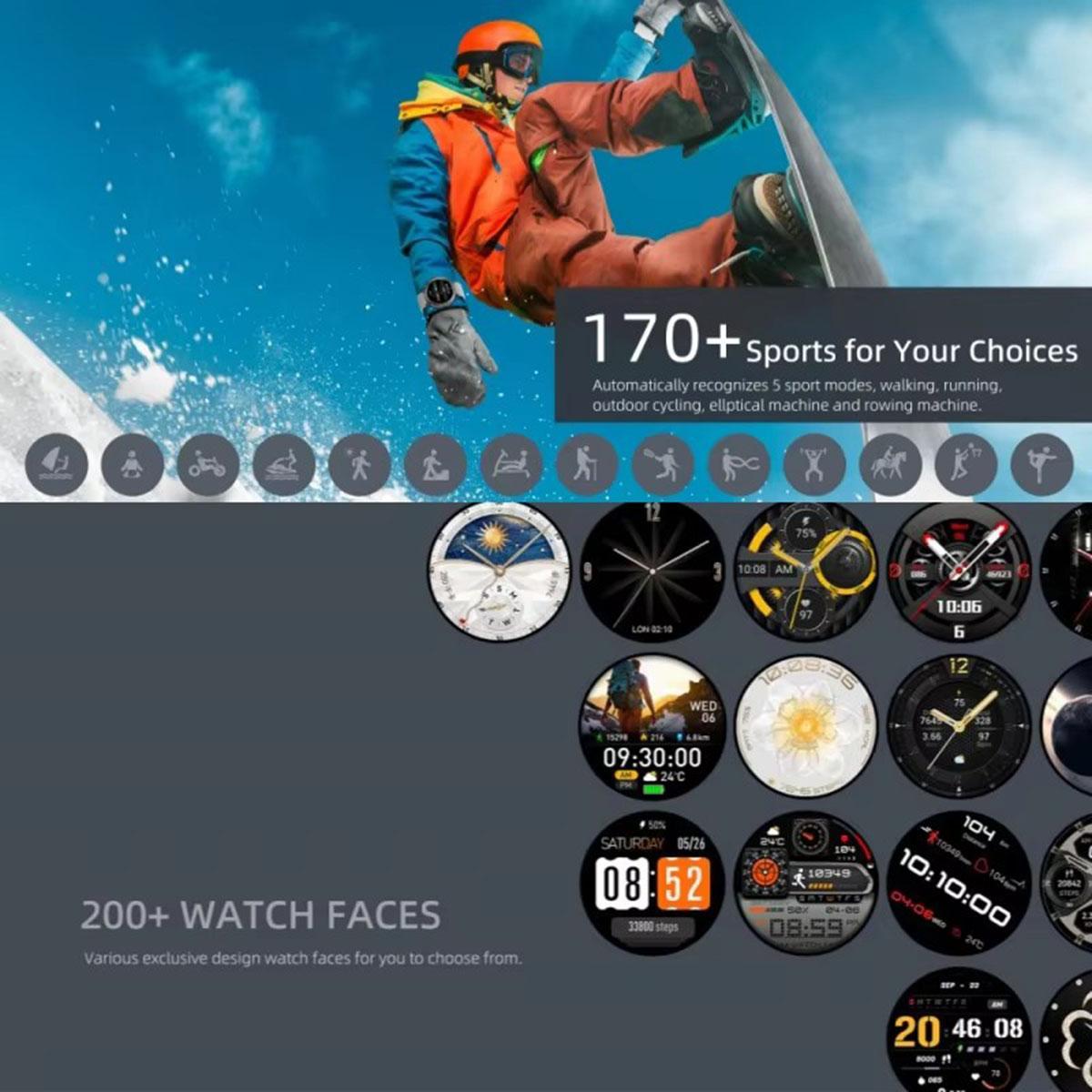 GPS Smart Watch 5atm Waterproof Amoled 1.32inch BT Call 100 Sport Modes 360mah Large Battery, Outdoor Wearable Tech for Men & Women