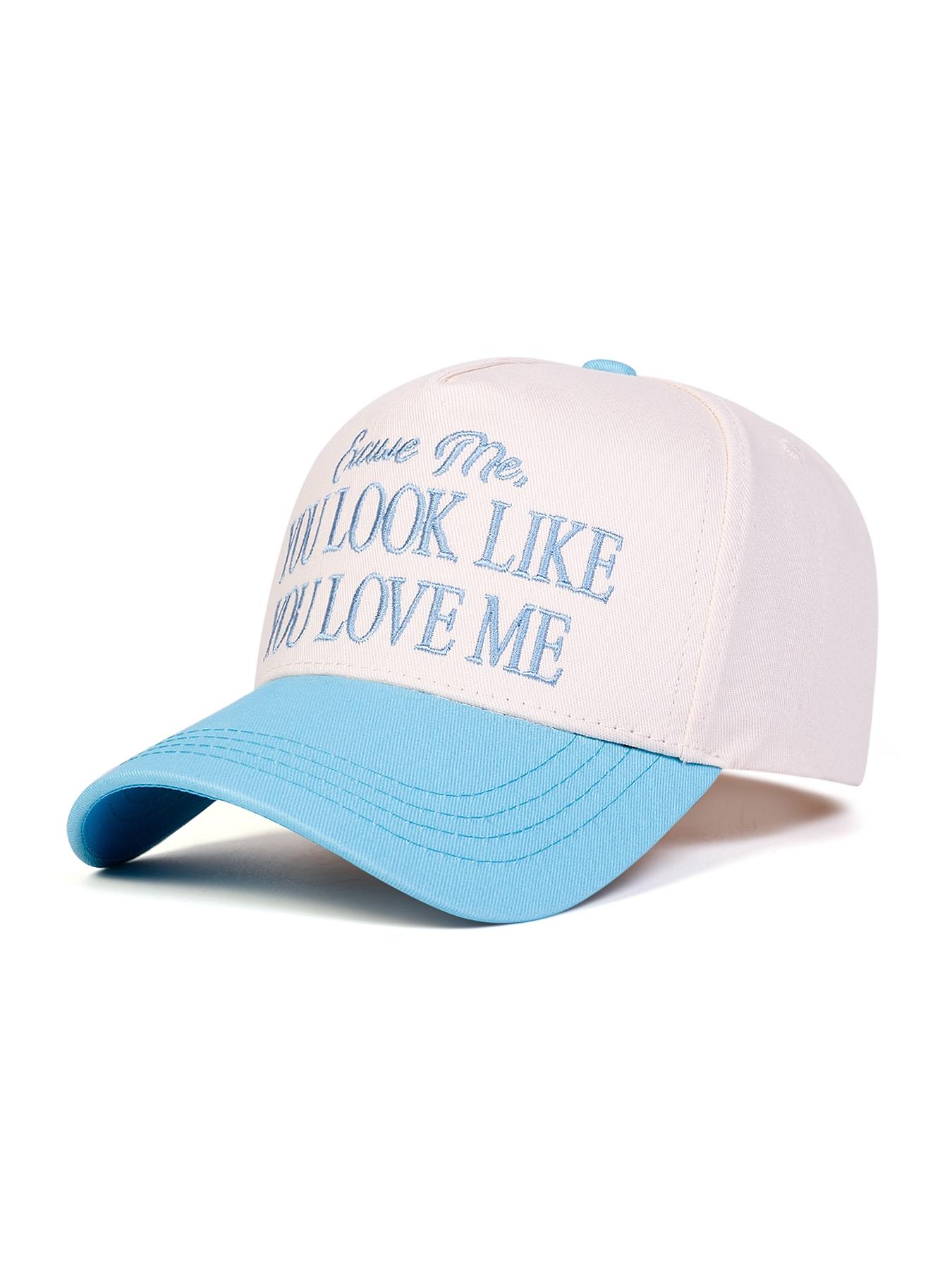 Unisex You Love Me Letter Baseball Cap, Funny Cap, Adjustable Outdoor Sun Protection Hat, Casual Woven Fitted Cap for Spring & Fall Travel, Adjustable Snapback Cap