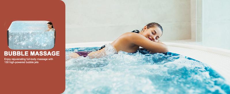 MOPHOTO Inflatable Hot Tub, 73"X73"X25" Portable Blow Up Hot Tub for 4-6 Person, Square Outdoor Spa with 130 Bubble Jets and Heater Pump, Filter Durable inflatable pool