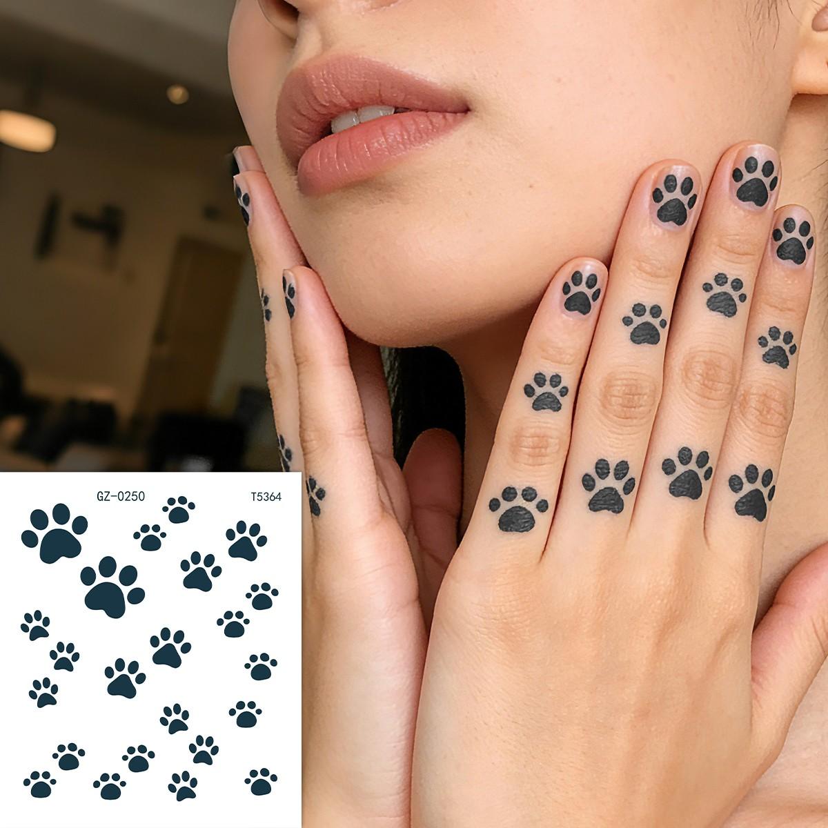 6 Sheets Herbal Juice Temporary Tattoos for Women, Tiny Star Flower Moon Finger Tattoos, Waterproof Realistic Line Art Body Art