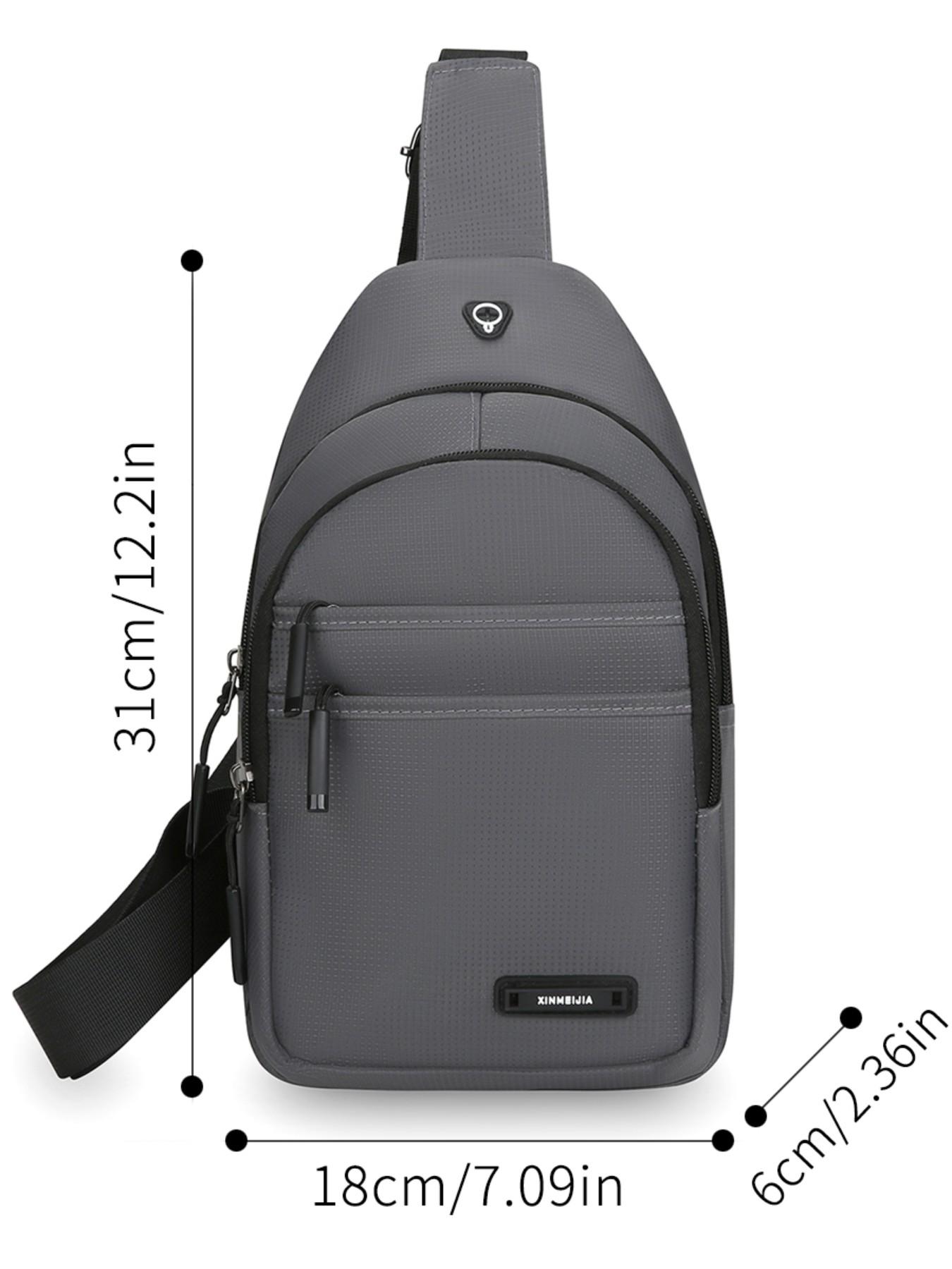 Men's Casual Nylon Chest Bag, Multi-Functional Zipper Pouch, Comfortable Outdoor Sports, Cycling, Commuting, Adjustable Strap Backpack