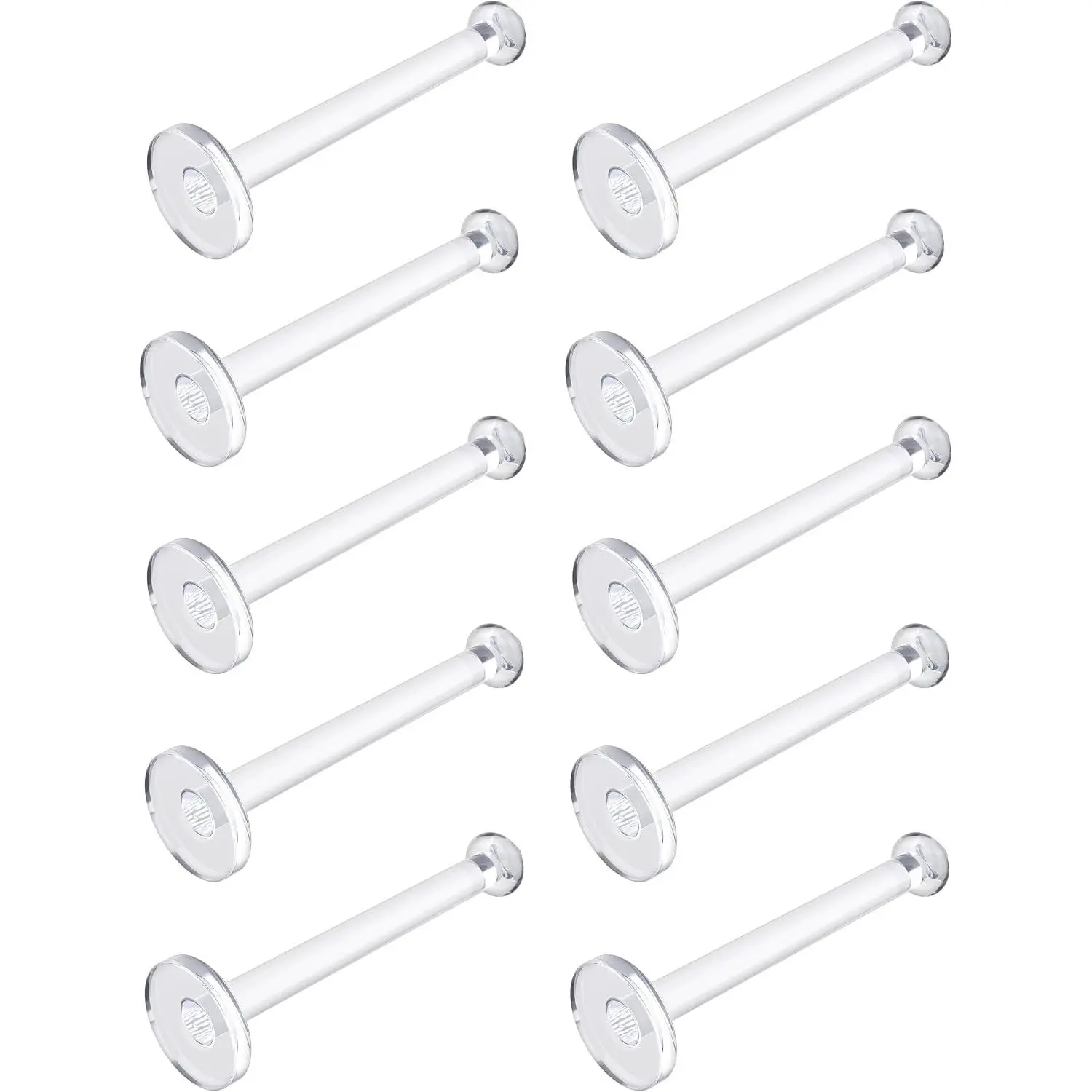 14g Hypoallergenic Flat Clear Tongue Ring for Work & Surgery - Flexible Biocompatible Plastic Straight Barbell, 16mm (5/8") Tongue Piercing Retainer Jewelry Spacers, 10pcsGift