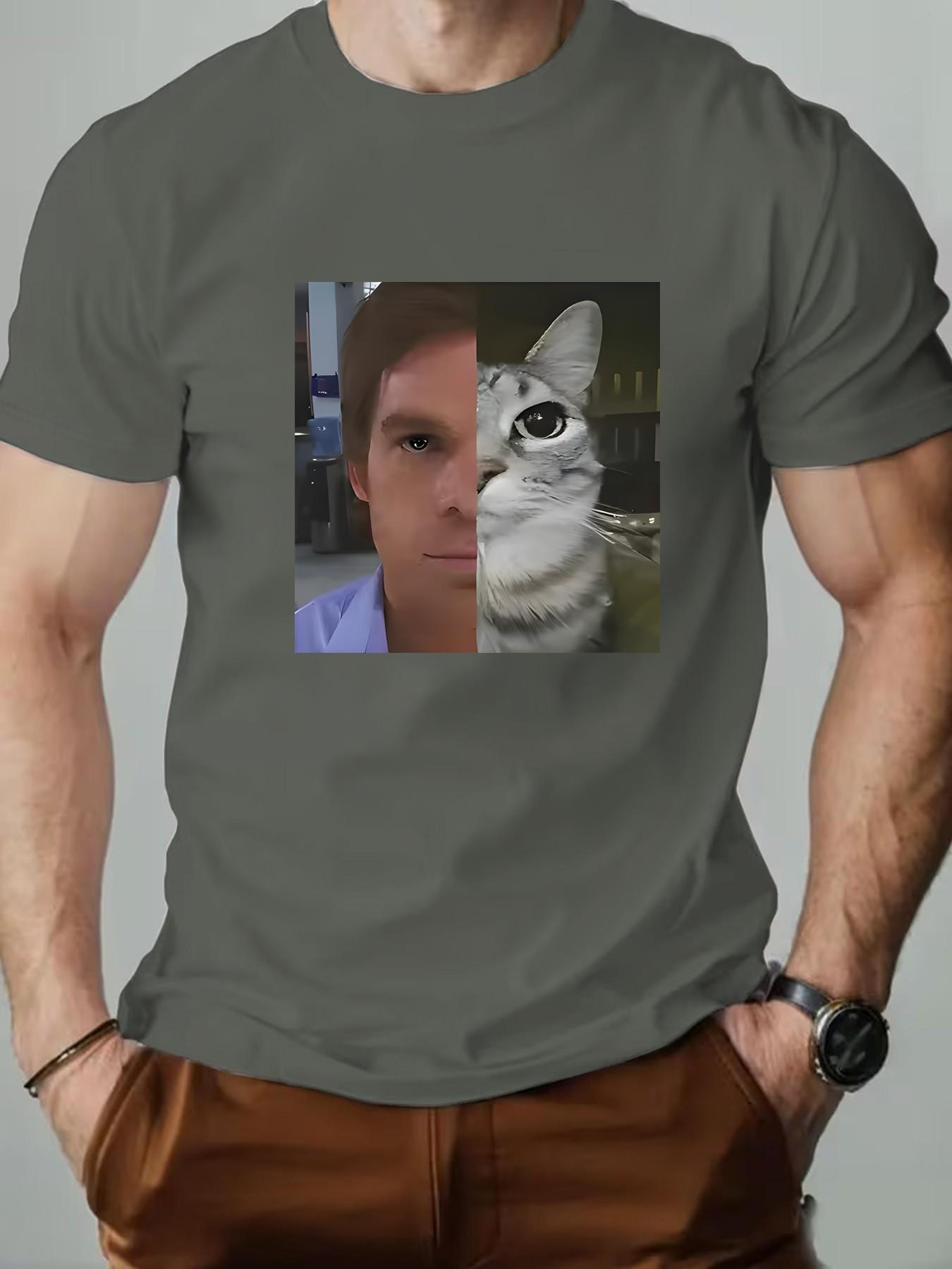 Men's Round Neck T-Shirt, Creative Geometric Print, Slim-Fit Retro Style, Casual Long Sleeve, Perfect for Daily Wear, Gifts, Events