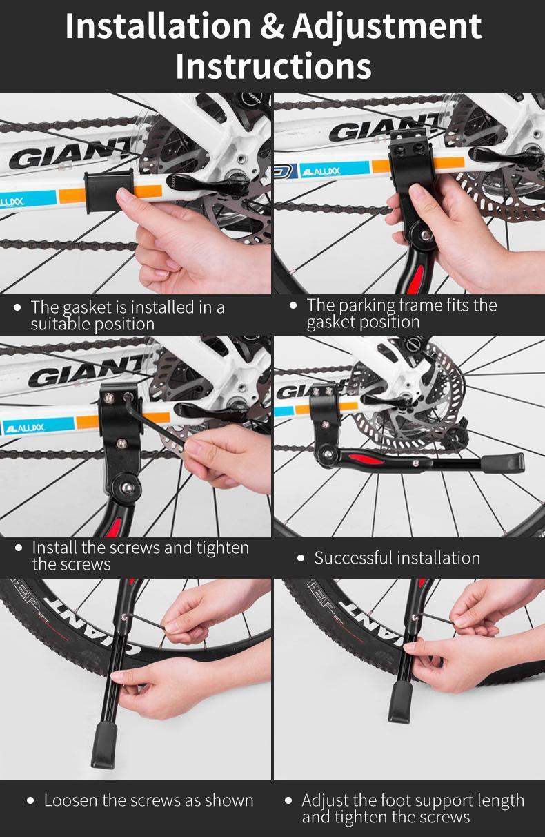 ROCKBROS Bike Kickstand for Mountain Bike Bicycle Kickstand Adults 24 inch to 28 inch Adjustable Bike Side Stand