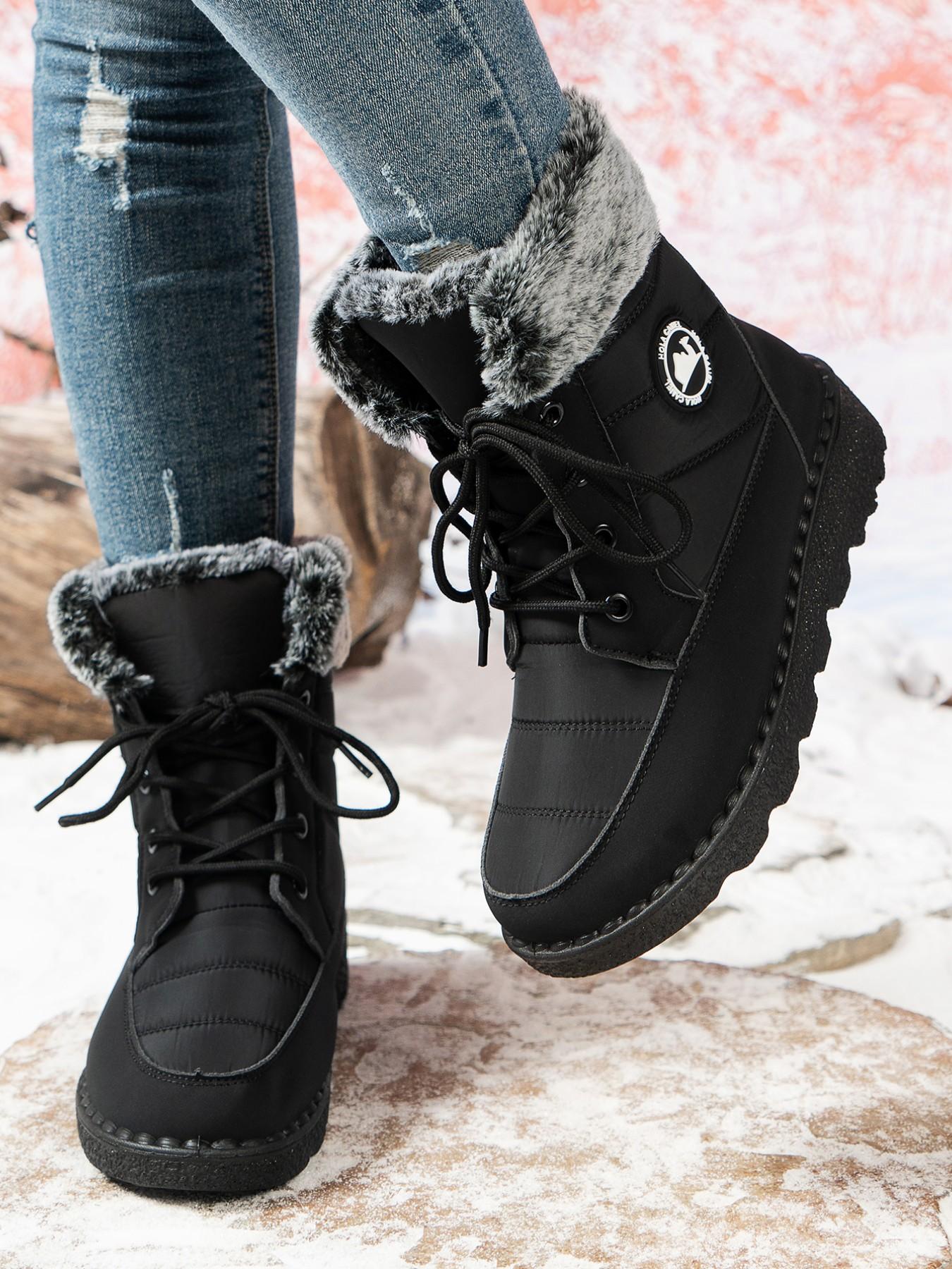 Women's Waterproof Quilted Snow Boots Footwear, Foldable Fleece Lining, Anti-Slip Thick Sole, Outdoor Skiing, Commute, Warm and Lightweight