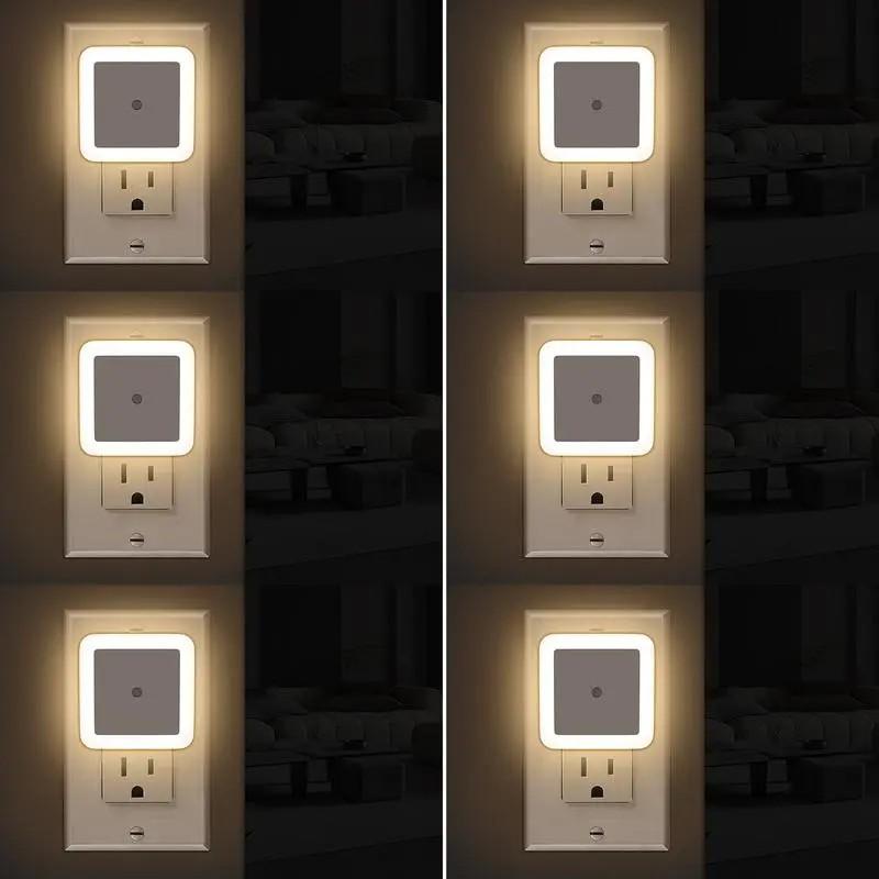 Wall-Mounted Night Light, Plug-In LED Night Lamp, Warm Home Lighting, Bedroom Bathroom Hallway, Dawn to Dusk, Spring Statement