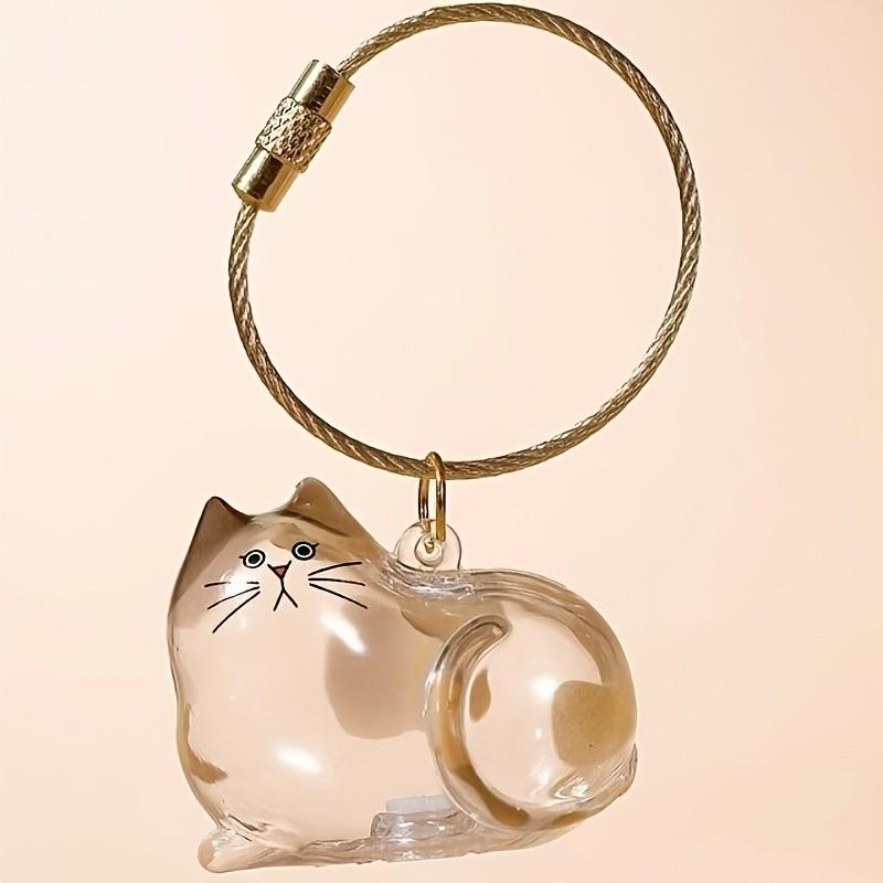 Set of 5 Cat Hair Memorial Boxes, Hanging Rotating Capsules, Cute Cat-Shaped Pet Hair Storage Jars, Memorial Pendant Gifts, with Hooks