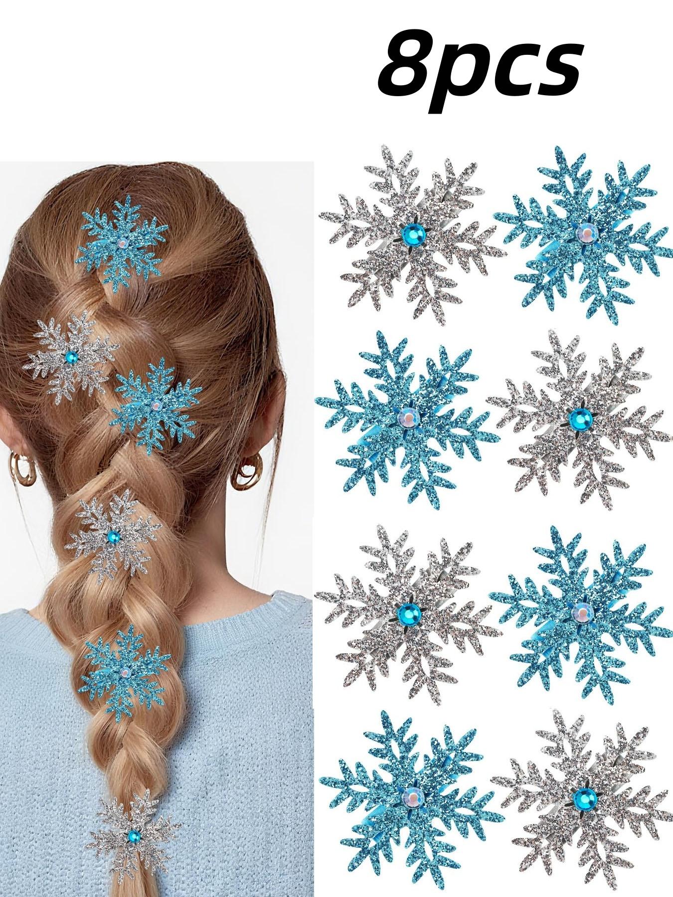 Winter-Theme Hair Clip Set Shiny Snowflake Hair Clips, 8-Piece Christmas Hair  main image 3