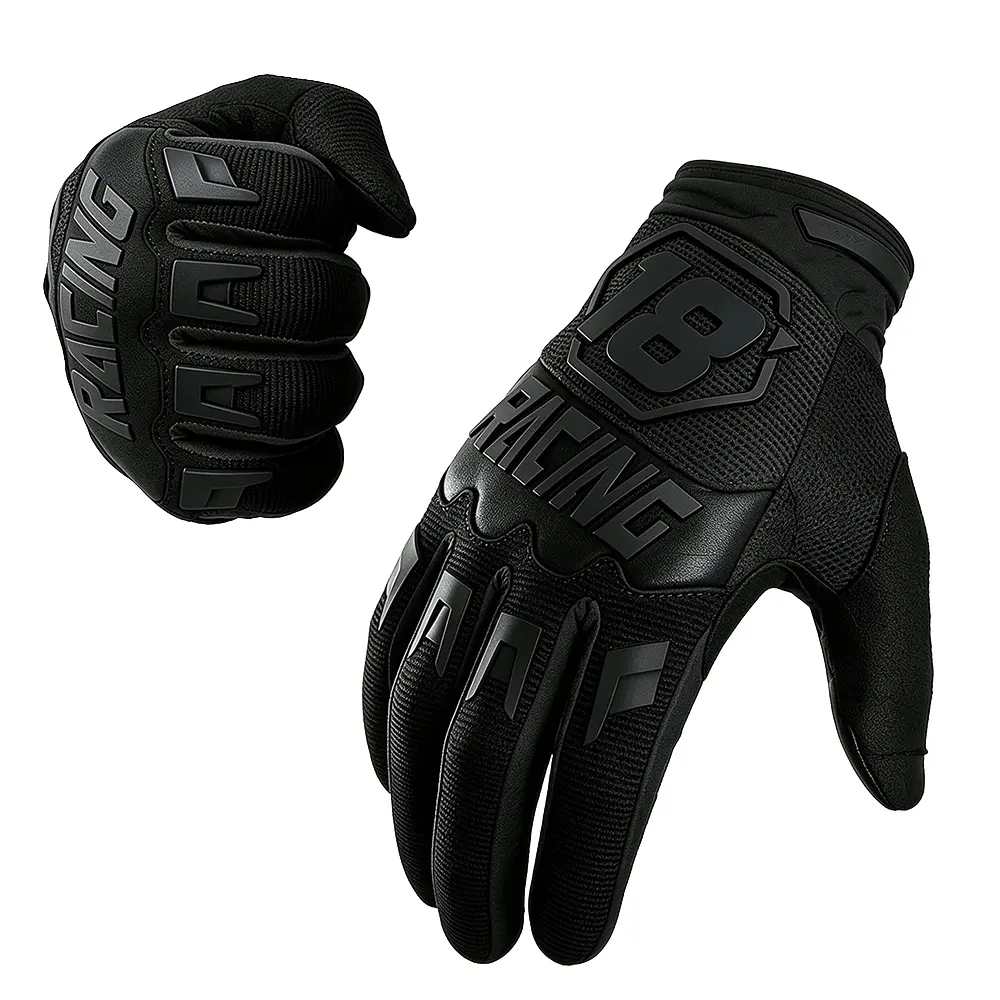Premium Skeleton Pattern Full Finger Outdoor Gloves,Touch Screen Operable,Shock‑Absorbing Wear‑Resistant Non‑Slip Palm Grip,Adjustable Wrist,Breathable Sport Gloves,Biker Protective Gear,Ideal for Riding,Cycling,Driving,Gift Choice