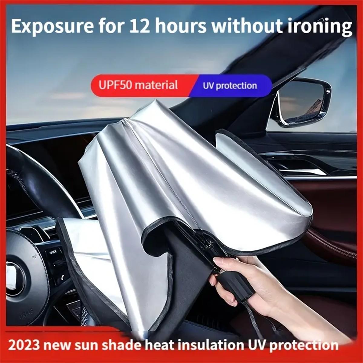Portable Car Front Windshield Sunshade Umbrella, Titanium Silver Layer UV Protection, Multiple Sizes for Various Vehicle Models