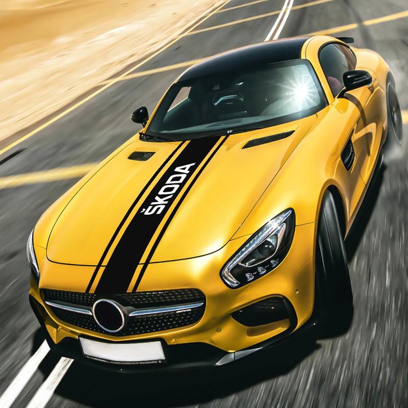 Skoda Car Model Specific Hood Decal Sticker, Classic Logo, Thin Film Material, Non-Damaging Original Paint Accessory, Car Decals