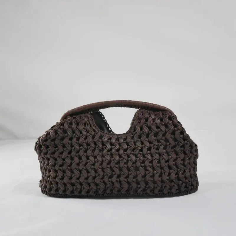 Elegant Ladies Chain Woven Handbag Straw Shoulder Bag Fashionable Raffia Crossbody Beach Bag Summer New Versatile Women's Bag