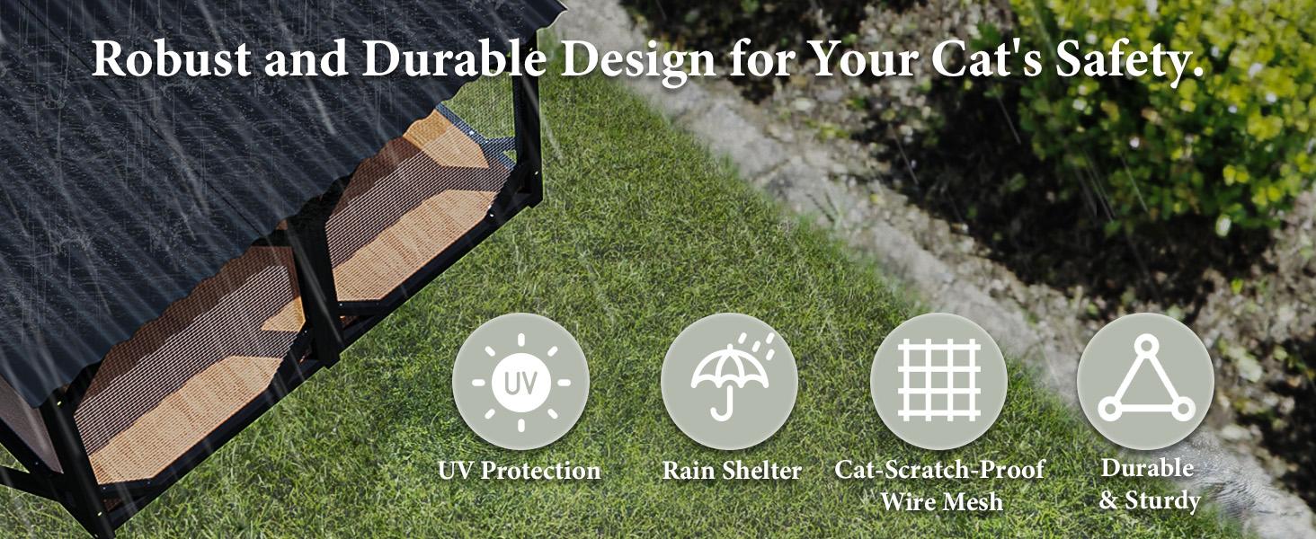 LEMBERI Cat Window Box, 43.3" Catio Outdoor Cat Enclosure for Sunbathing, Napping & Overlooking, Sturdy Window Perch for Large Indoor Cats - All Weather Use, Nature Friendly Design