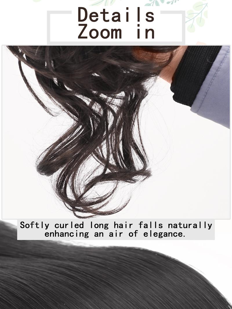 2 Piece Bun Set Messy Updo Bun Hair Loop Fake Hair with Braid Elastic Hair Accessory Tail Ladies Soft Synthetic Hair Synthetic Curly Ponytail Curly Wave Hair Coil Thick Updo Hair Loop Everyday Synthetic Bun Natural Hair Color