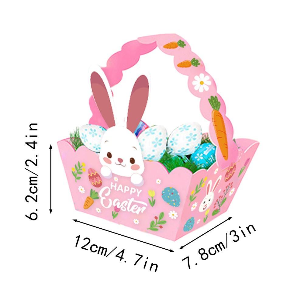 12pcs Easter Basket Set with Handle, Mini Egg Gifts, Cute Bunny Stickers, Wedding Party Supplies, Party Favors, Craft Decoration, Rabbit