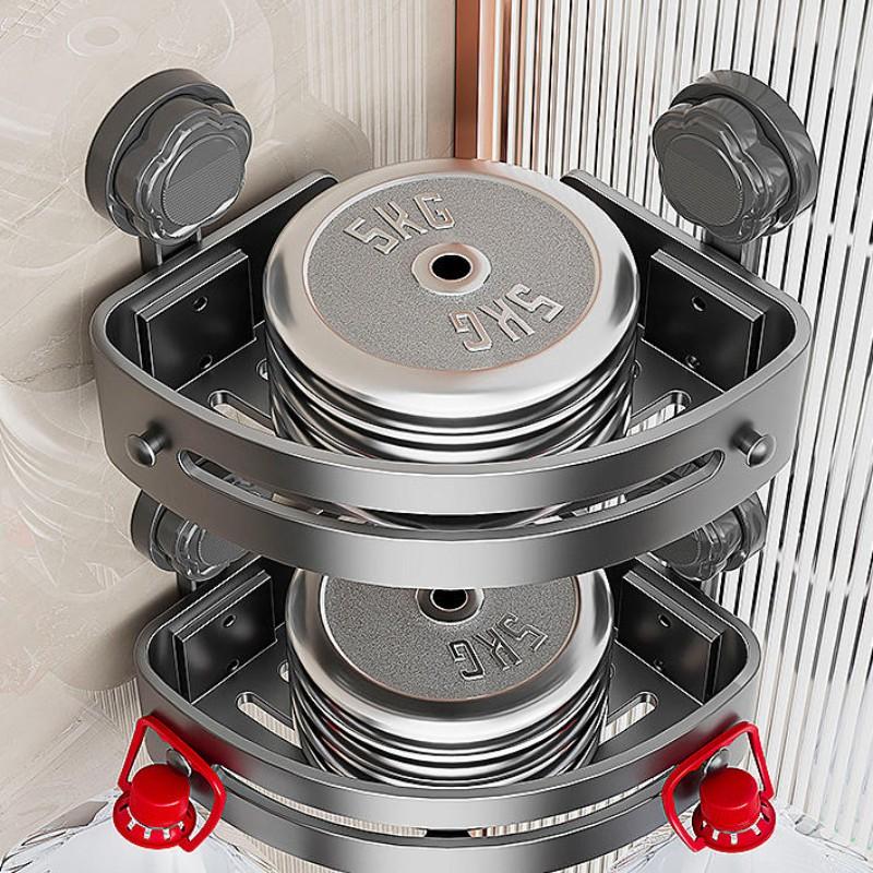 3-Pack Gun Abs Triangular Suction Cup Shower Caddy, 3-Tier Corner Shelves, No Drilling Bathroom Organizer, 40lbs Load Capacity, Bathroom Accessories Organizer