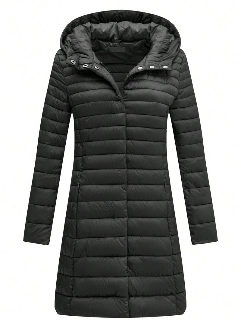 Giolshon Women's Winter Cotton Jacket, Casual Lightweight Hooded Coat with Pockets for Fall & Winter, Daily Warmth and Comfort