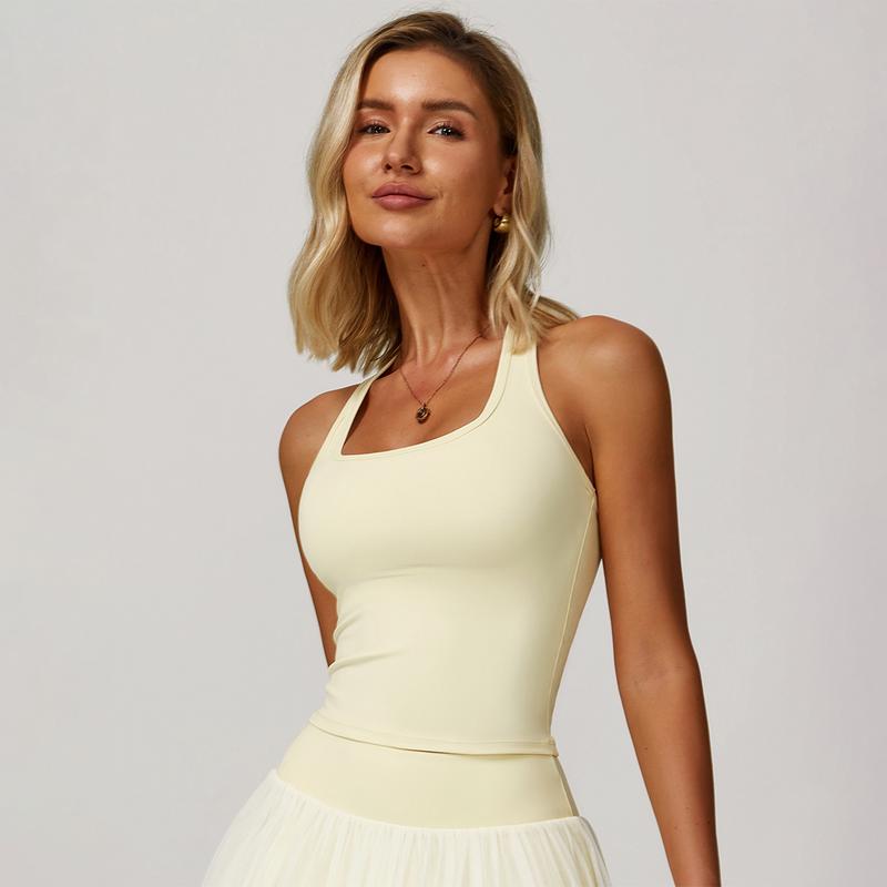 MASKERT Women's Square Neck Sleeveless Stretchy Tank Top Lightweight Casual Chic Comfortable Workout Gym Outfit