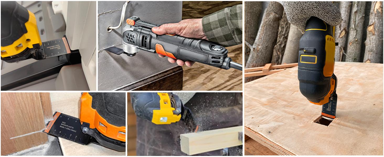 100-118Pcs Multi Tool Blades, Titanium and HCS Professional Oscillating Saw Blades for Wood Plastic Metal, Curved Edge Oscillating Tool Blades Fit for Dewalt, Milwaukee, Makita, Ryobi, Rockwell