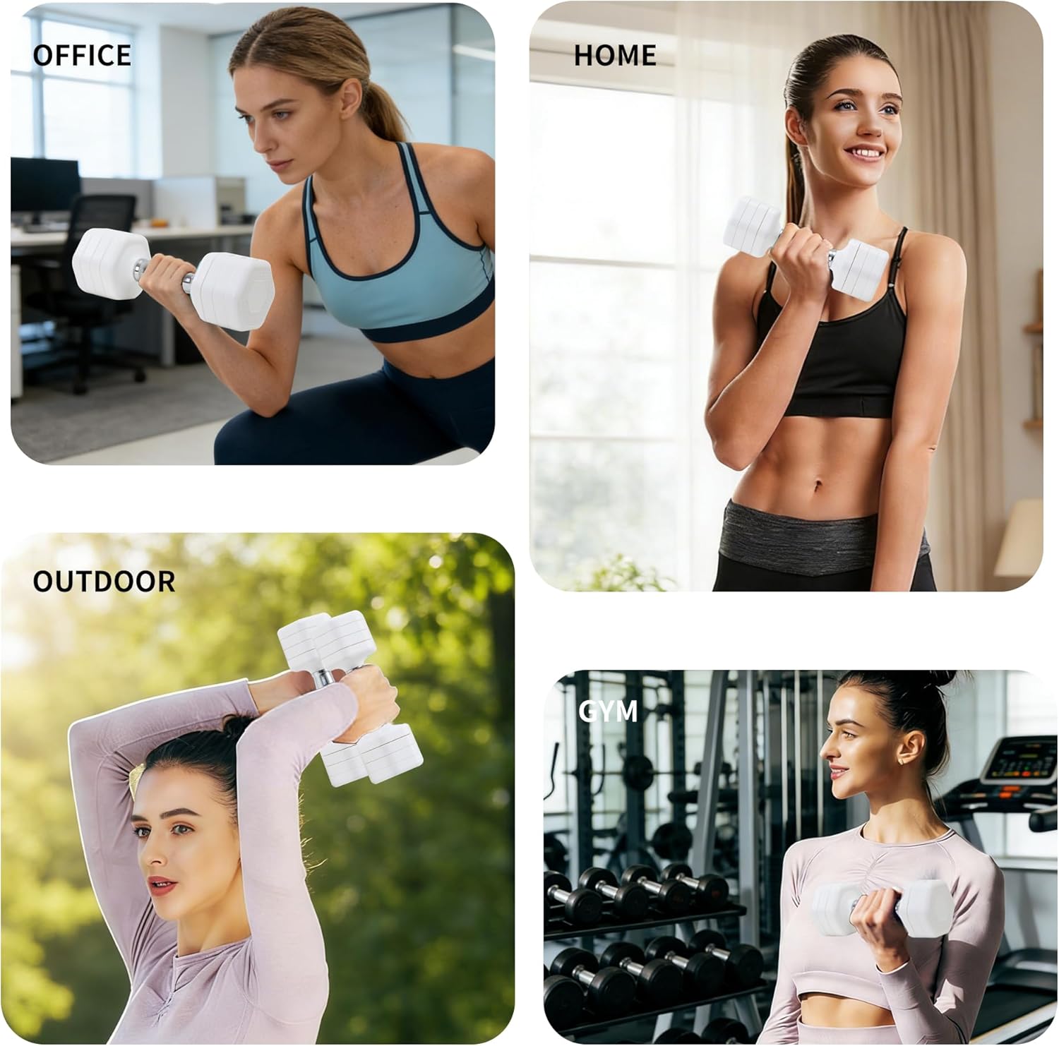 Adjustable Dumbbell Set of 2 Total 20 Lbs 4-in-1 Each 4lb 6lb 8lb 10lb 1s-Adjust Dual-Stable Free Weights for Women Men Home Gym Outdoor Workouts