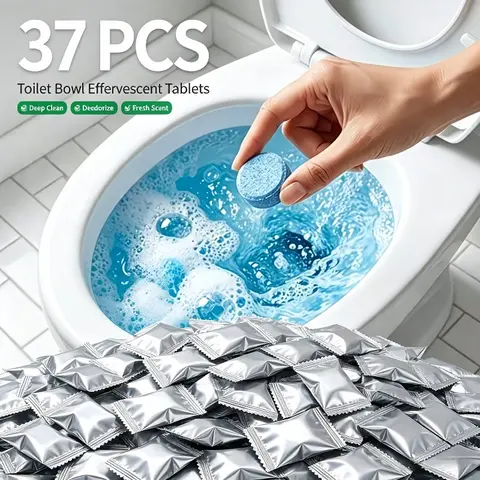 37pcs Toilet Polish Tablets, Toilet Cleaning Tablets, Remove Stains, Limescale, Stains, Bathroom Cleaner, Suitable for Toilets, Urinals, Toilet Tanks