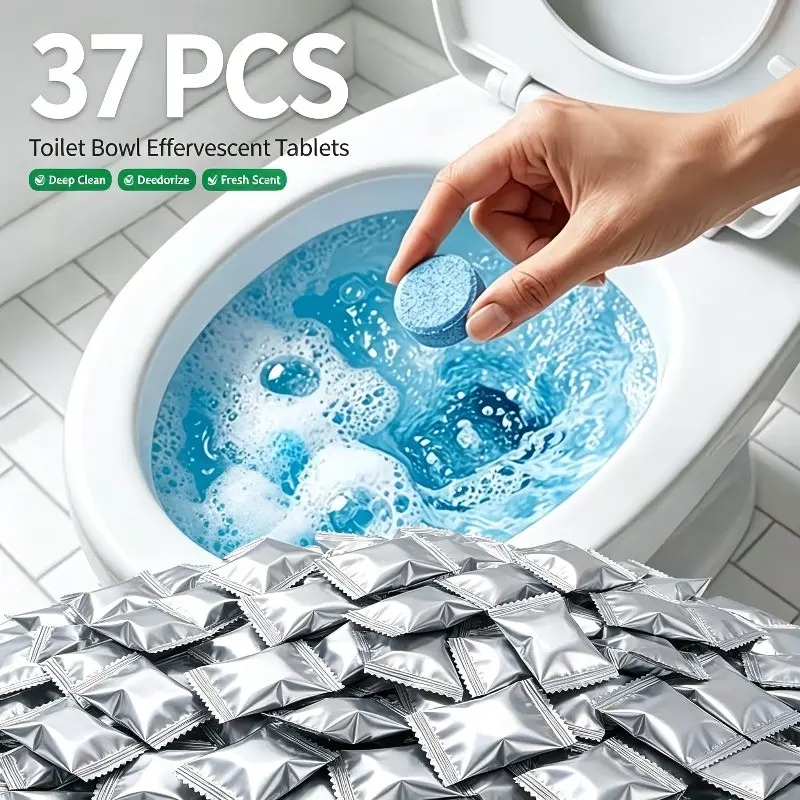 37pcs Toilet Polish Tablets, Toilet Cleaning Tablets, Remove Stains, Limescale, Stains, Bathroom Cleaner, Suitable for Toilets, Urinals, Toilet Tanks