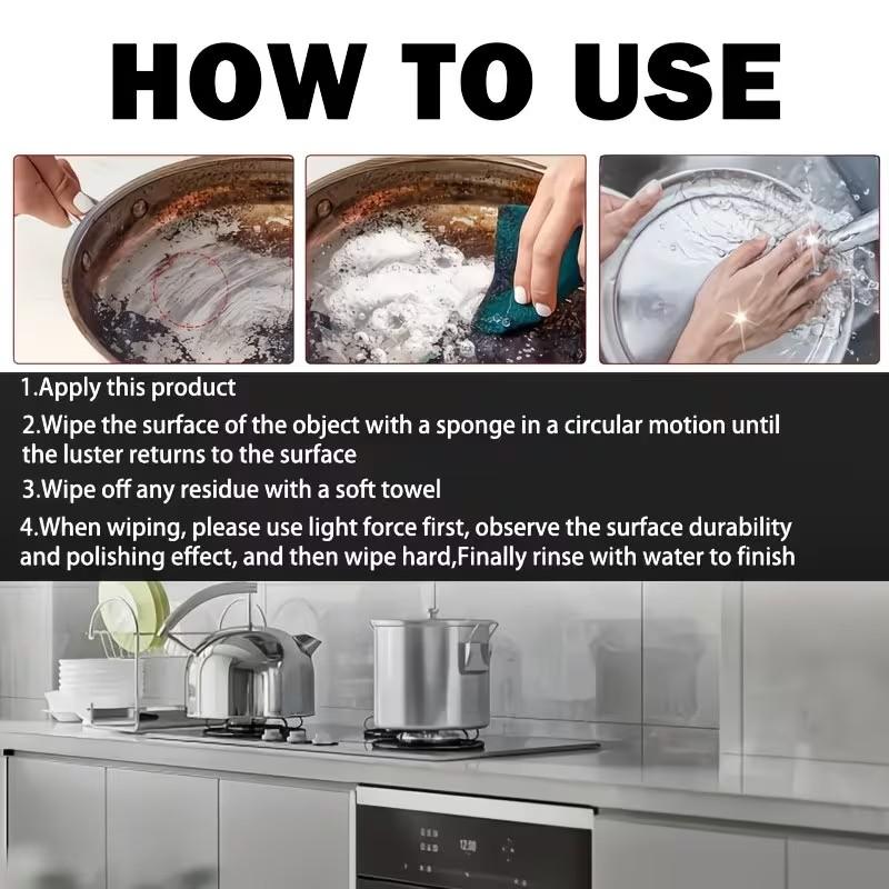 Metal Polish Kit for Renovating Old Pots, Universal Metal Polish Agent, Quick Effective Chrome Stainless Painted Metal Gloss Restorer, Sponge Included