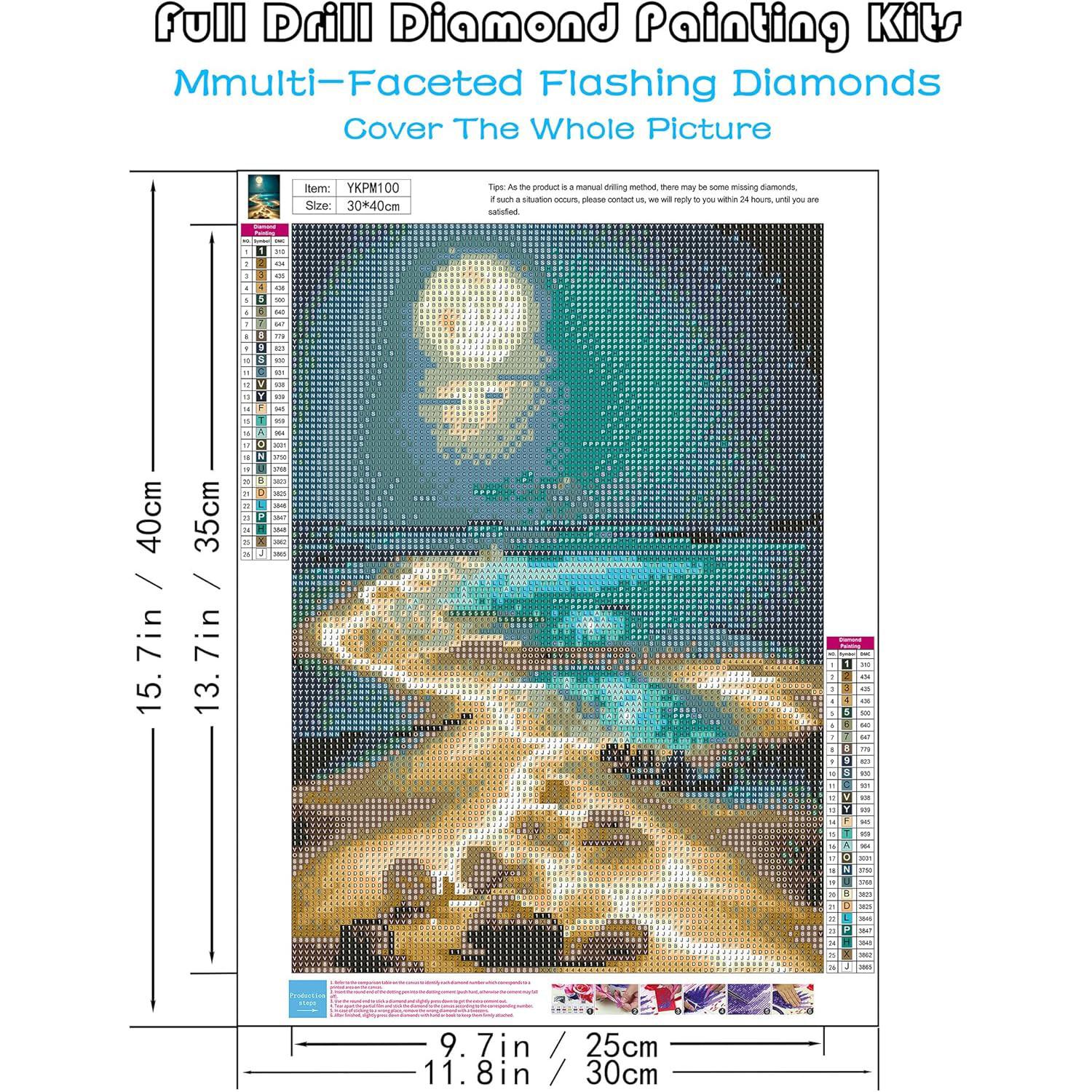 Adult Moonlight Beach Diamond Painting Kit, 5D Coastal Moonlight Diamond Art Set for Beginners, DIY Full Drill Diamond Painting, Home Wall Decor, 12x16 Inches