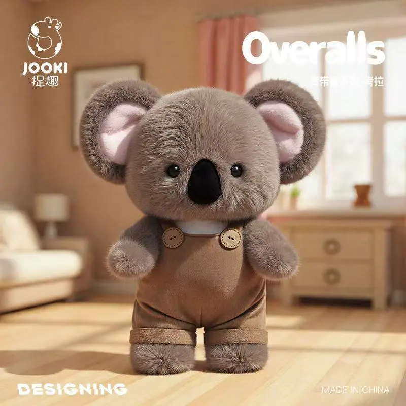 Kawaii Aesthetic Koala & Sparrow Design Stuffed Plush Toys - Kawaii Overalls, Neutral Design, Unisex Appeal, Ages 14+ Collectibles, Children's Birthday Halloween Gifts