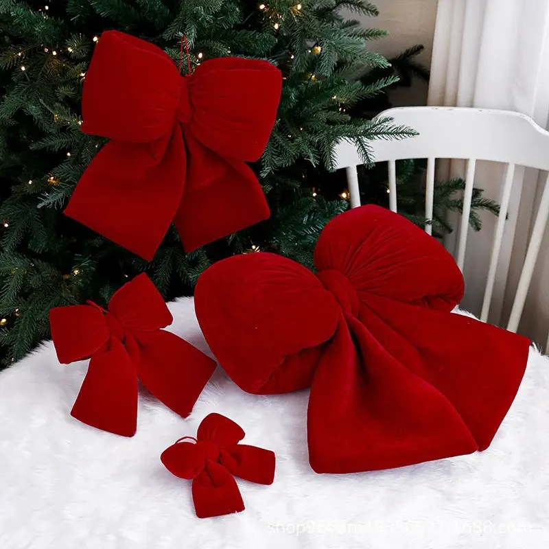 High-Quality Plush Bowknot Accessories, Christmas Tree Decorations, Holiday Home Décor, Festive Hanging Ornaments, Elegant Gift Idea