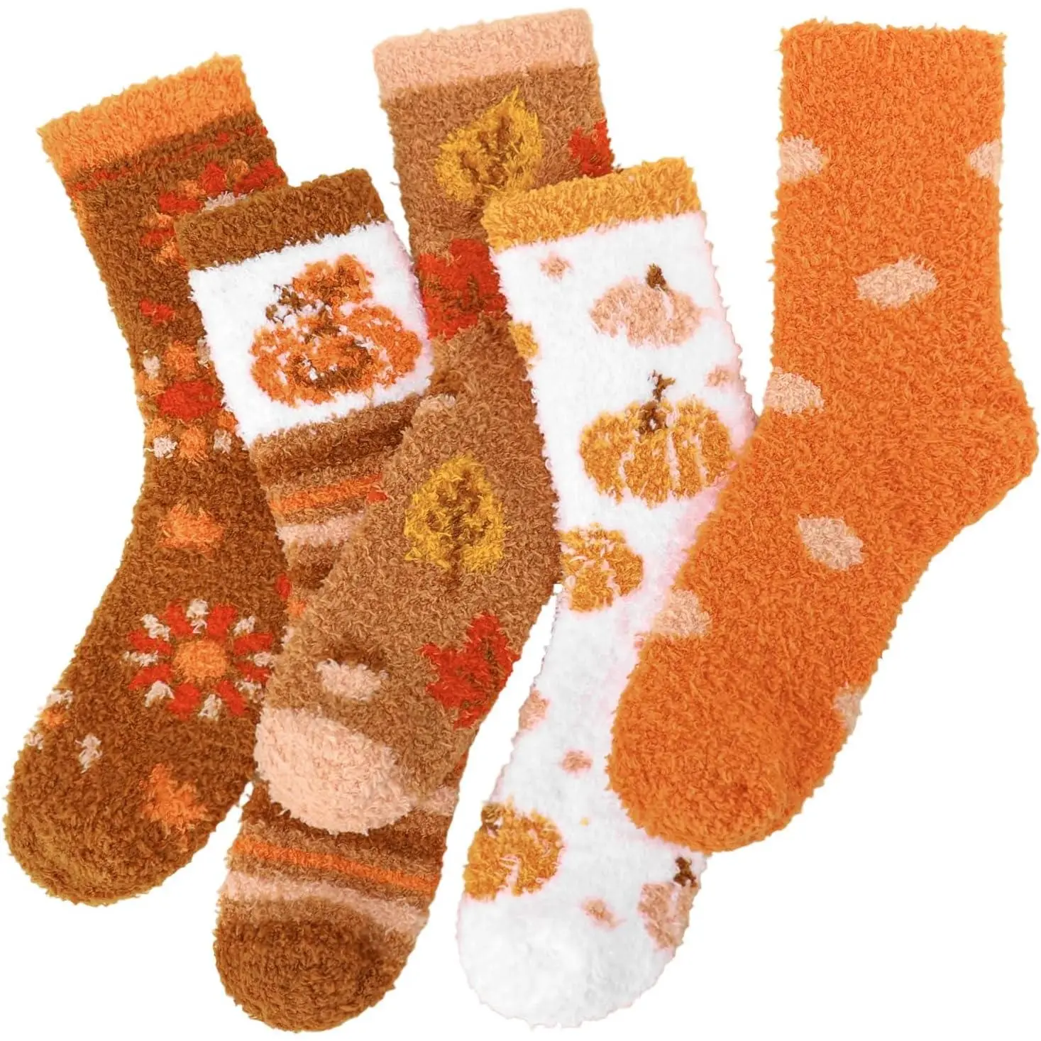 5 Pairs Women Fall Seasonal Fuzzy Socks Fluffy Warm Sleeping Socks