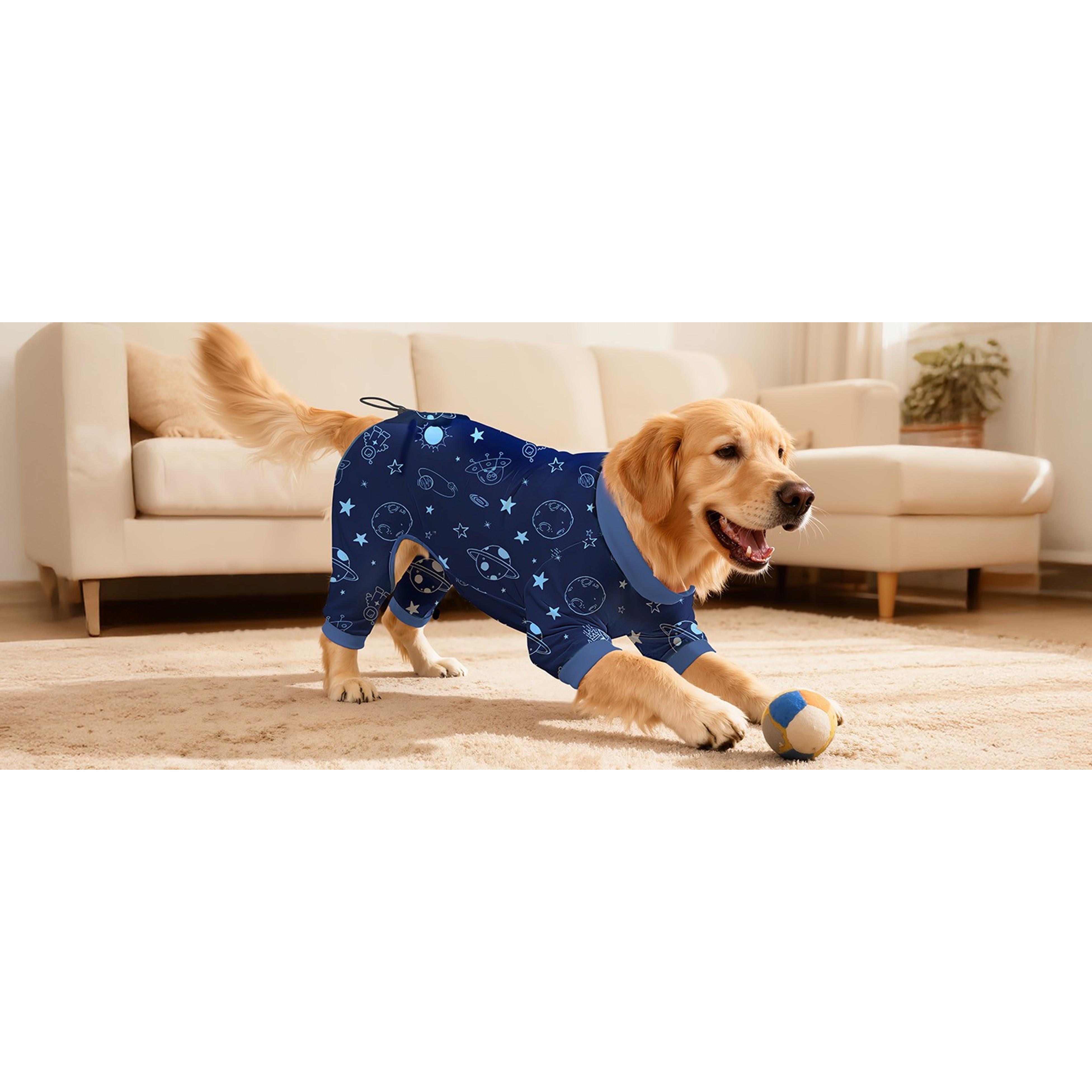 Dog Pajamas, 4 Pack Dog Recovery Suit Shedding Suit Cute Soft Puppy Clothes Dogs Pjs Onesies Jammies Adjustable Breathable & Stretchy Clothes for Small Medium Large Dogs Girl Boy Puppy-M