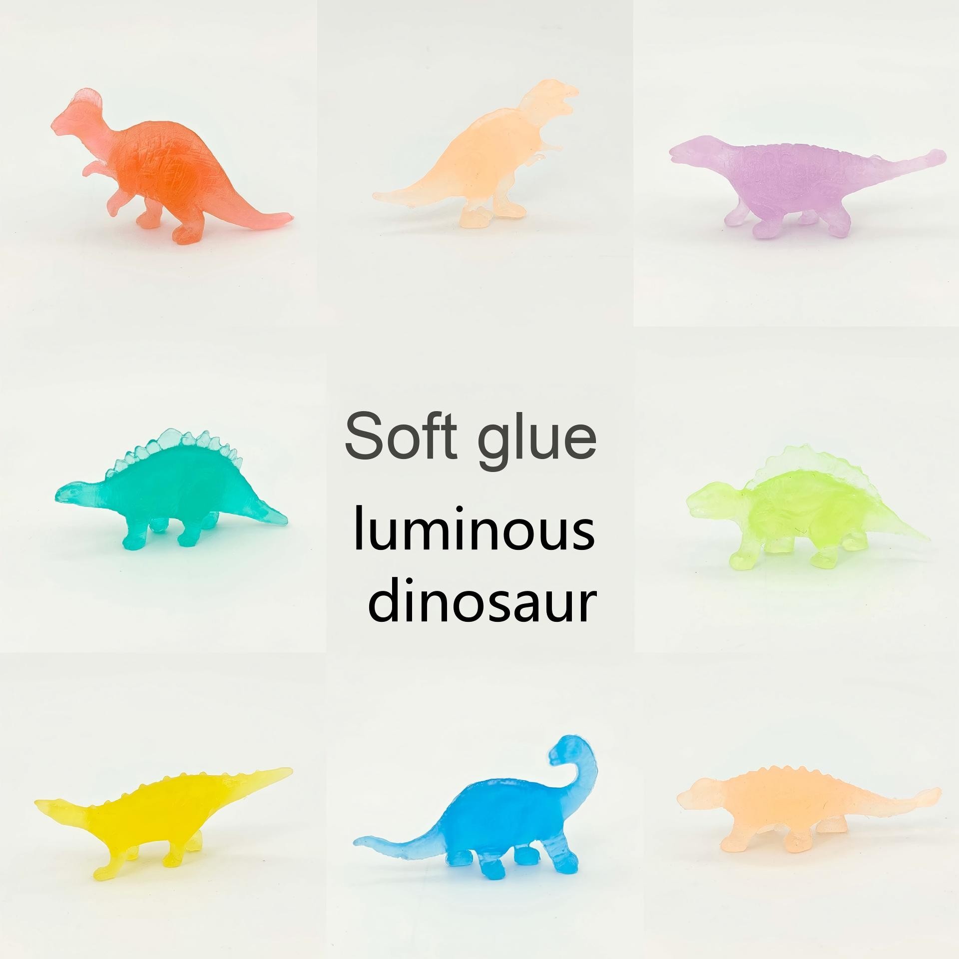 Mini Solid Color Dinosaurs, 25 Glow-In-The-Dark Soft Gel Models, 5cm Realistic Toys, Durable, Washable, Perfect for Classroom, Home, Parties
