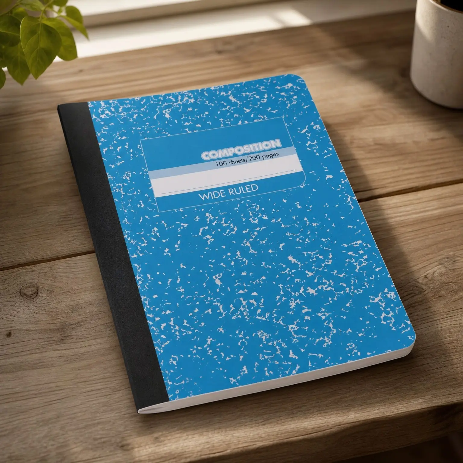 Composition Notebook, Wide Ruled Paper, 7-1/2" x 9-3/4", 100 Sheets, Blue Marble