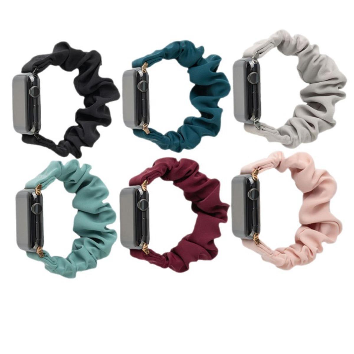 6PCS Nylon Scrunchie Watch Band Accessories, Stretchy Breathable Lightweight Soft Fabric Strap, Compatible with Series 7 S8 Ultra 2 Smartwatches for Daily Casual Wear (Only Band Included)