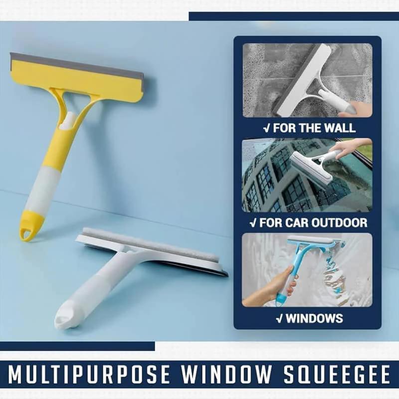 3 in 1 Window Cleaning Scraper, 2025 New Squeegee for Shower Glass, 3 in 1 Spray Function for Glass Doors for Windows Glass, Mirrors Scraper, Brush. All-Purpose Window Cleaner Tool