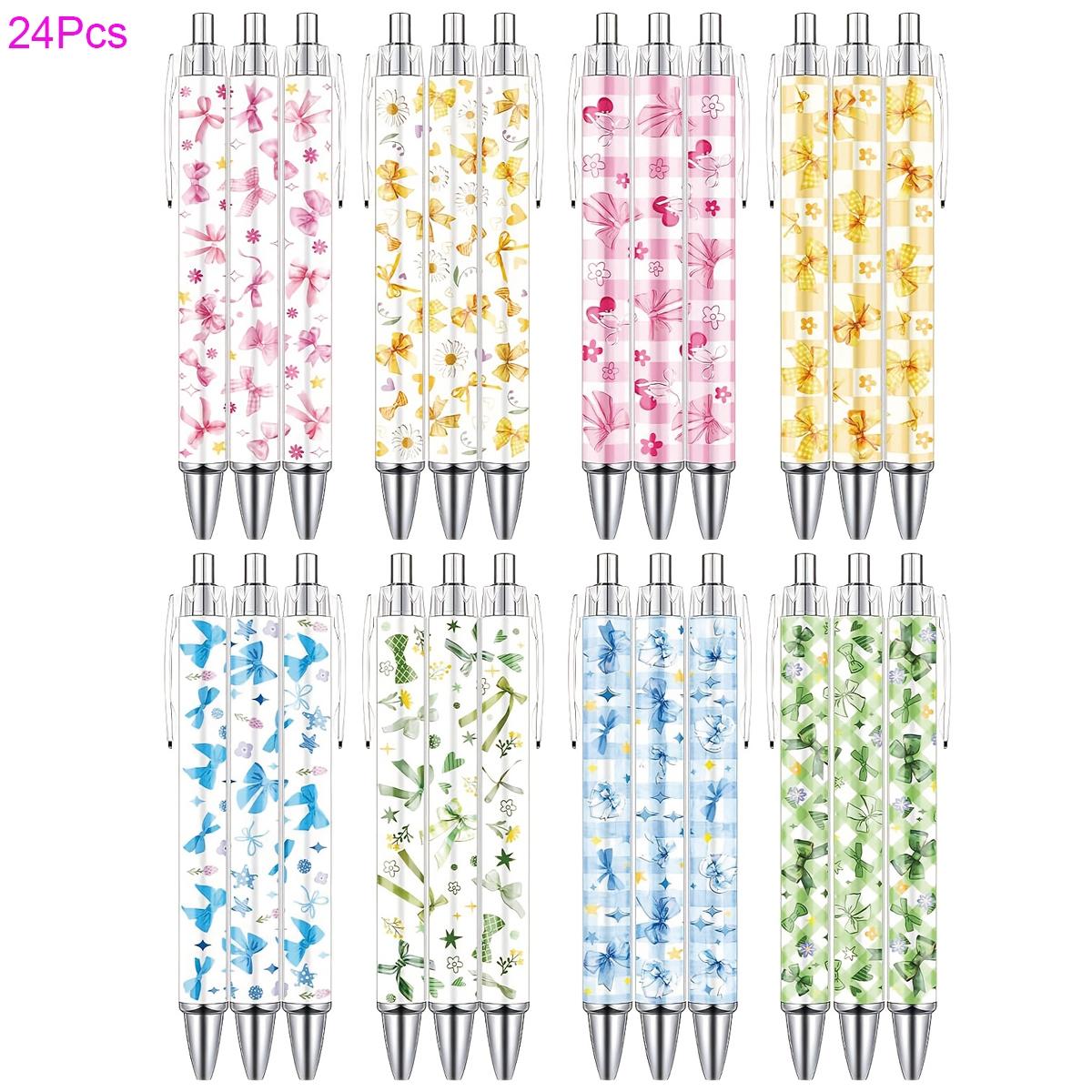 8/16/24 Pcs Flower Ballpoint Pens, Floral Pens Bulk, Floral Birthday Party Favors for Women, Black Ink Flower Fine Point, Smooth Writing Pens, Journaling Gifts Office School Teacher Coworker Supplies