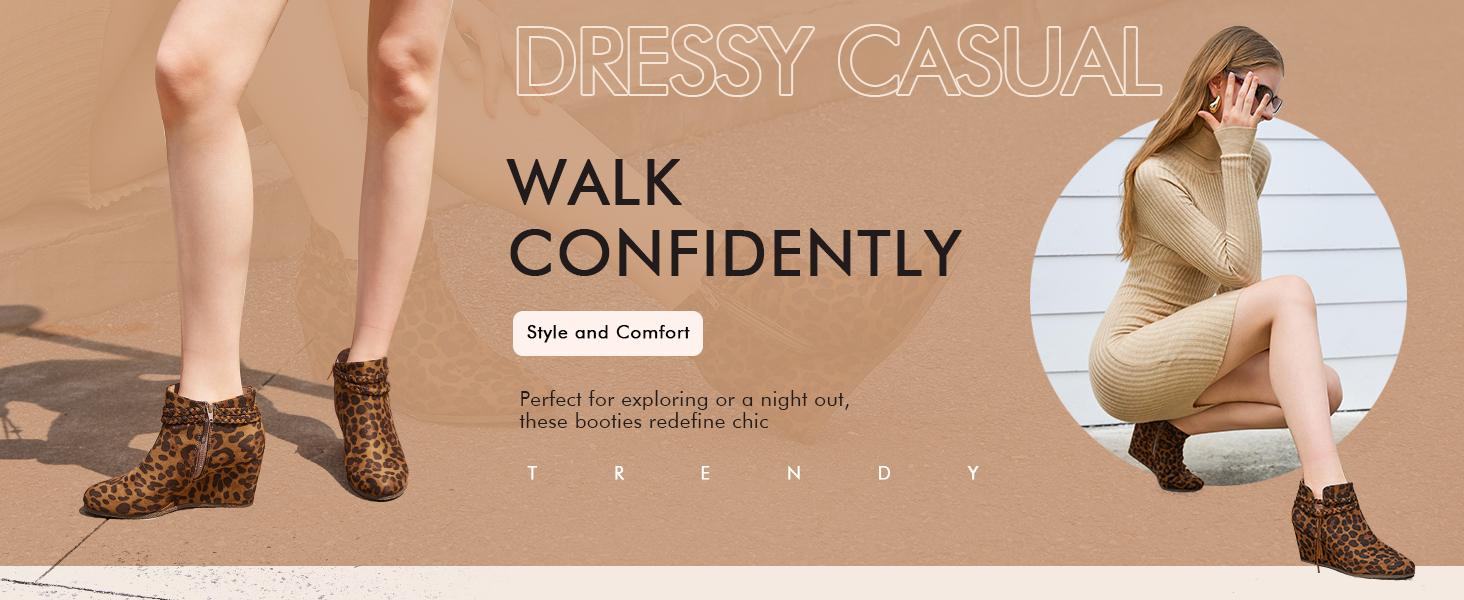 Coutgo Women's Western Wedge Ankle Boots Faux Suede Braided Fringe Strap 3 Inch Heel Fall Booties Dress Shoes Design Coutgo Women's Western Wedge Ankle Boots Faux Suede Braided Fringe Strap 3 Inch Heel Fall Booties Dress Shoes Design