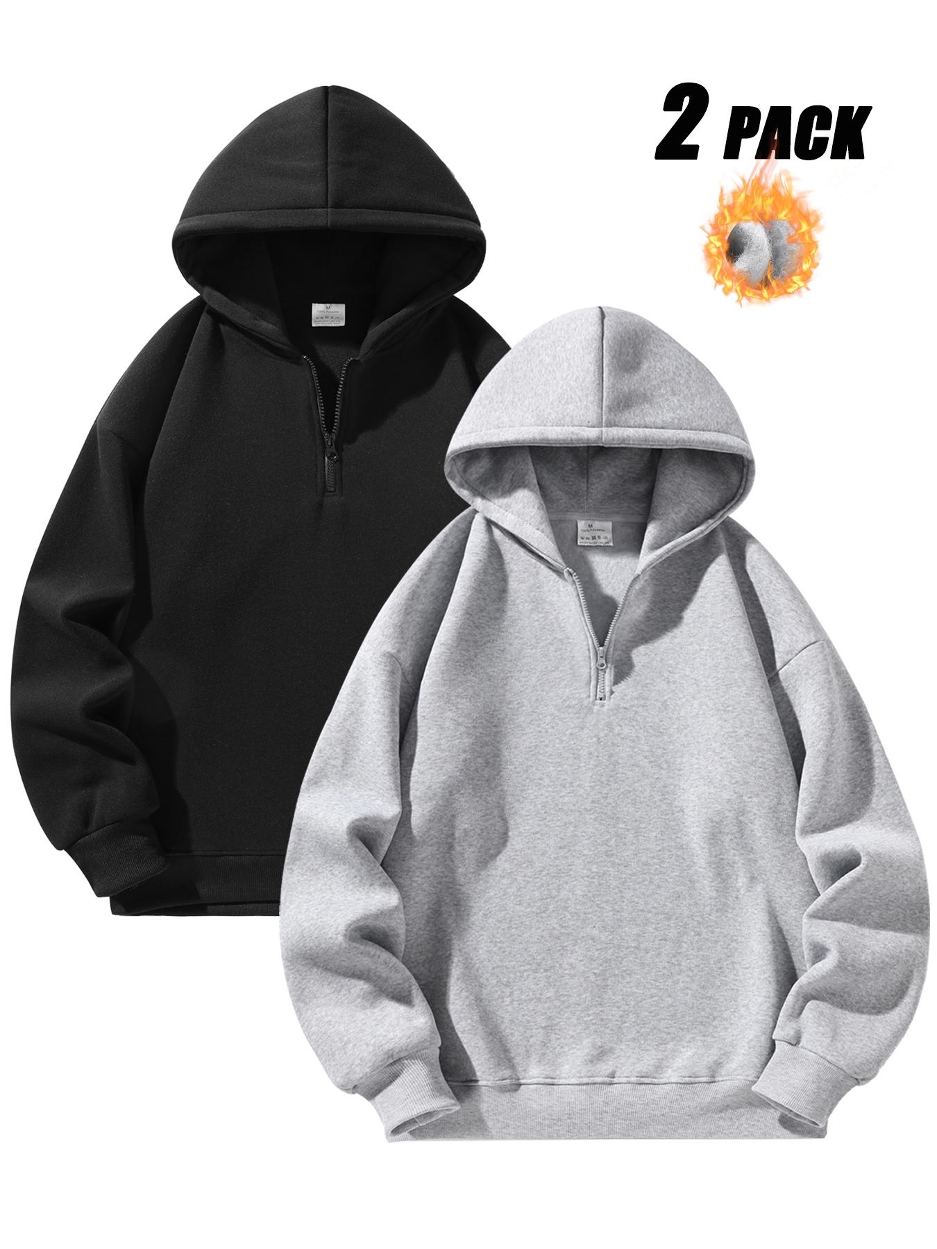 Men's Fleece-Lined Athletic Half-Zip Hoodie - Fitted, Plain Color, Basic Style, Warm & Comfortable for Daily Wear, Street Casual & Outdoor Activities， Unisex Fleece Casual Sweatshirt ，Men's Upper Body Sweater