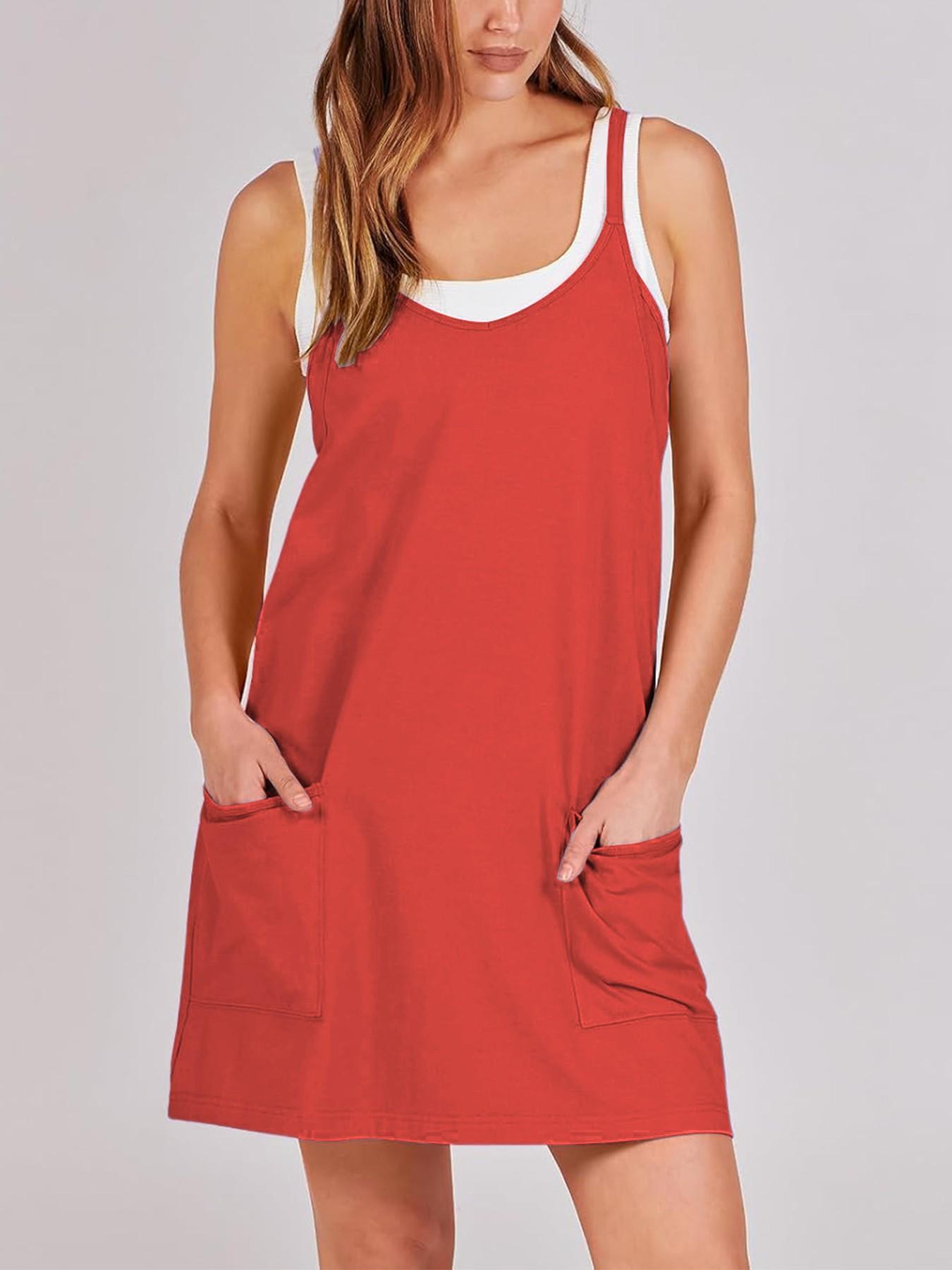 Women's Summer Mini Dress, Casual Athletic Tennis Dress with Shorts, Sleeveless Sporty Design, Perfect for Active Wear & Outdoor Activities