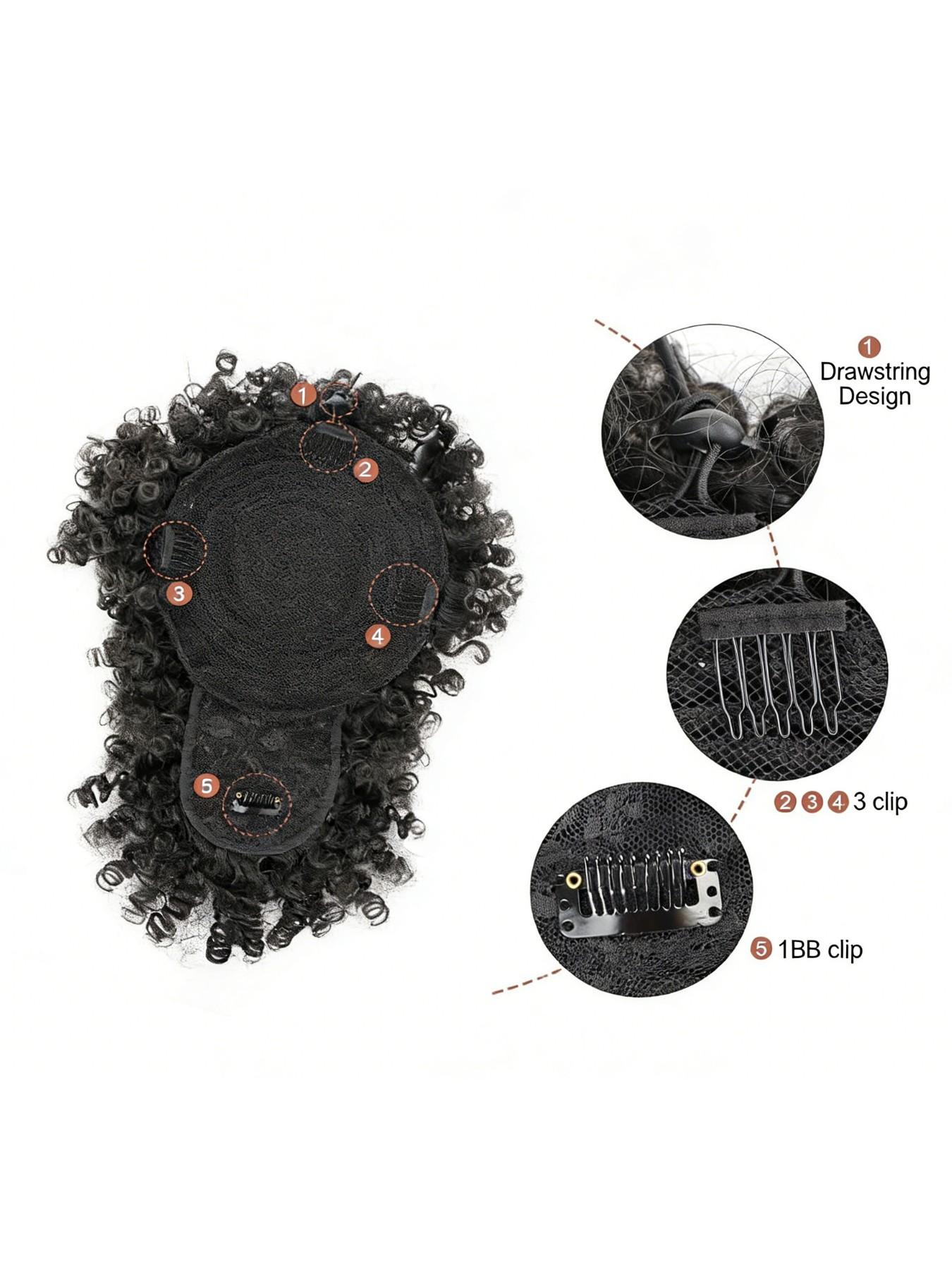 Explosive Bob Wig Hair Extension Block, Curly Synthetic Fiber, Daily Wear Accessory, All-Season Use, Ideal for Women