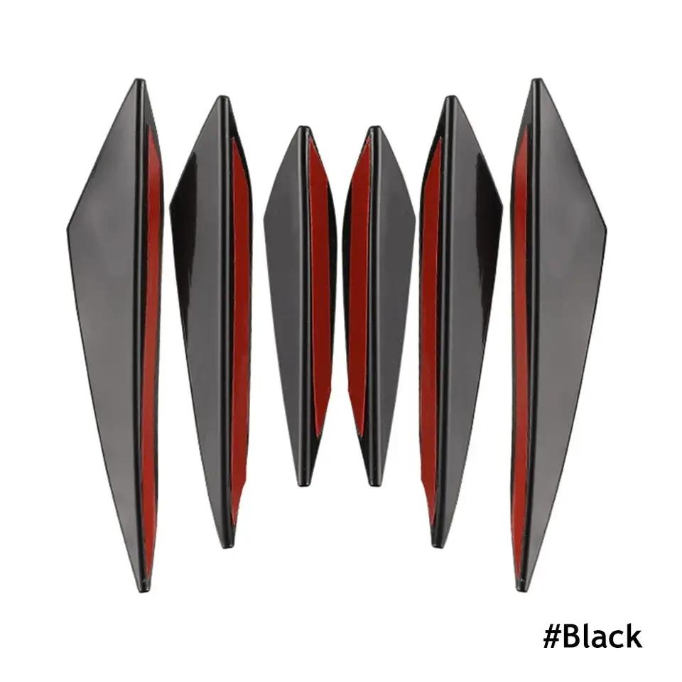 6Pcs Universal Front Bumper Lip Diffuser Splitter Fins Decoration Car Body Spoiler Canards Valence Chin Car Tuning Canard Decoration Accessories