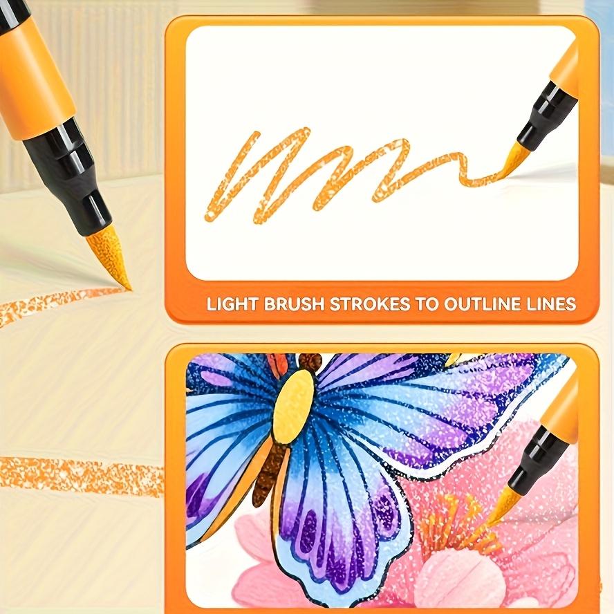 24-Color Double-Head Glitter Pen with Quick-Drying Adhesive Ink-Thin Nib, Random Color, Tip to Barrel, Suitable for Scrapbooking, Card Making, Diary, 24-Color Double-Head Painting Pen-Glitter Marker Set, Suitable for S, Artists And Supplies